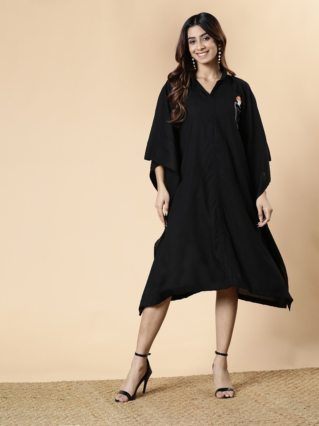 

LetsDressUp Kimono Sleeve Kaftan Dress, Black