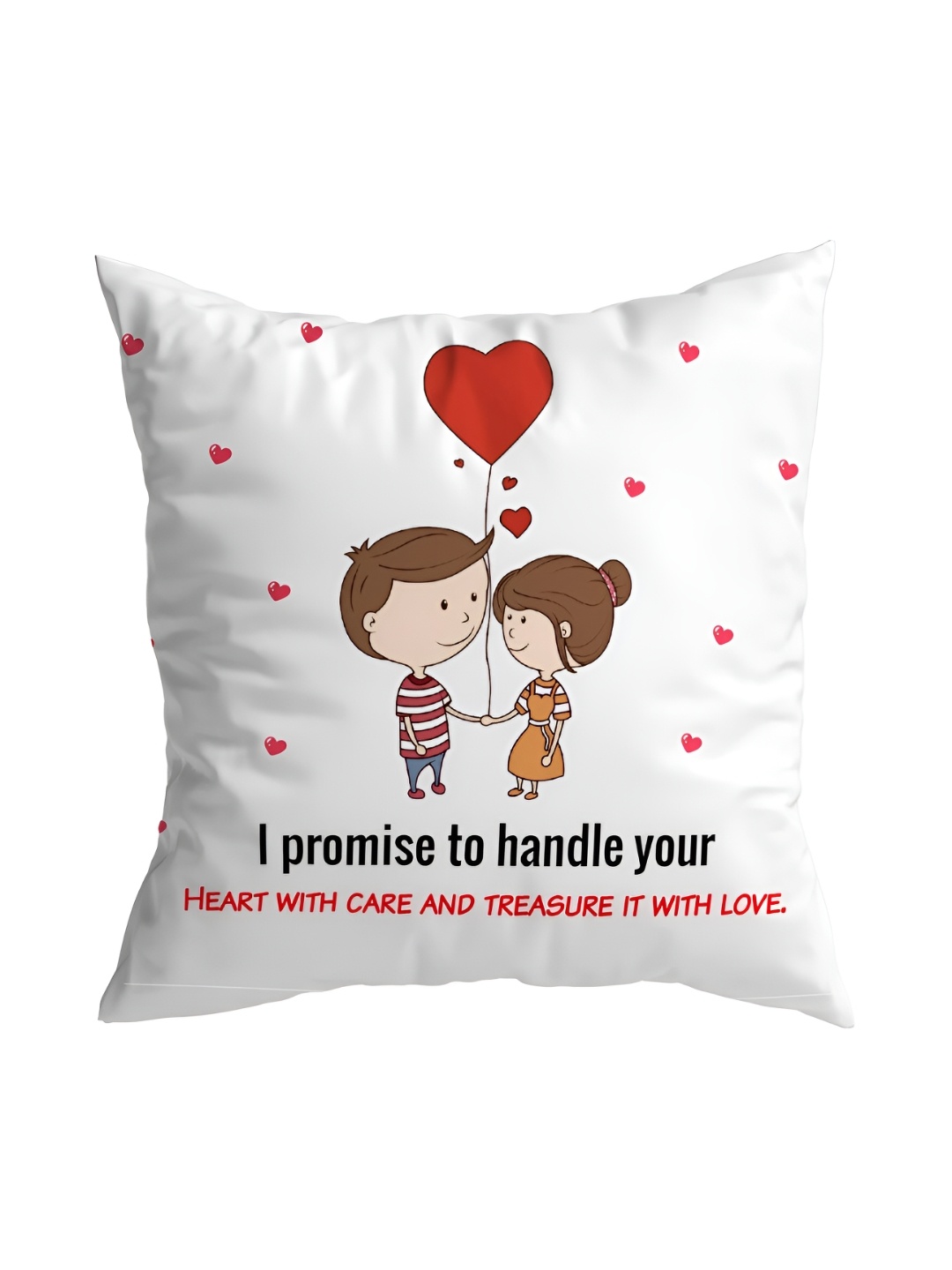 

ARTBUG White & Red Printed Square Pre-Filled Cushion With Cover