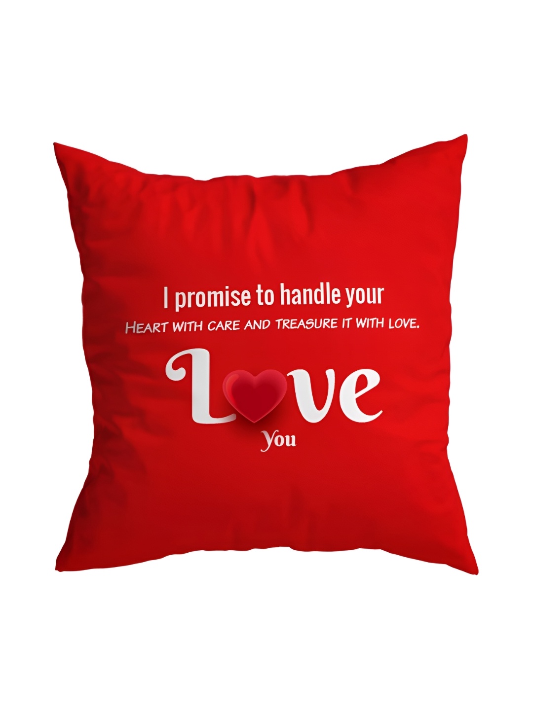 

ARTBUG White & Red Printed Square Pre-Filled Cushion With Filler