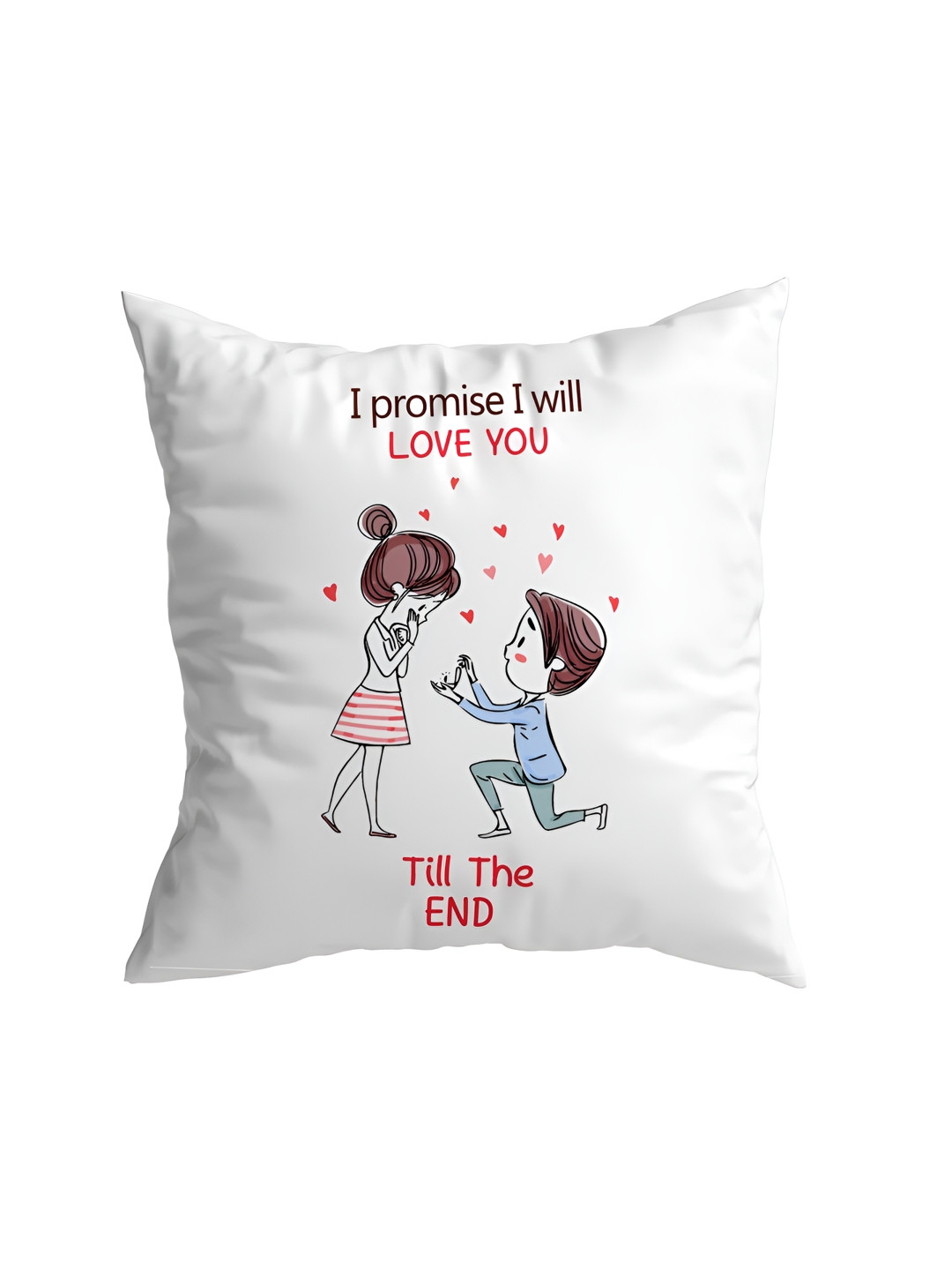 

ARTBUG White & Red Printed Square Pre-Filled Cushion With Filler