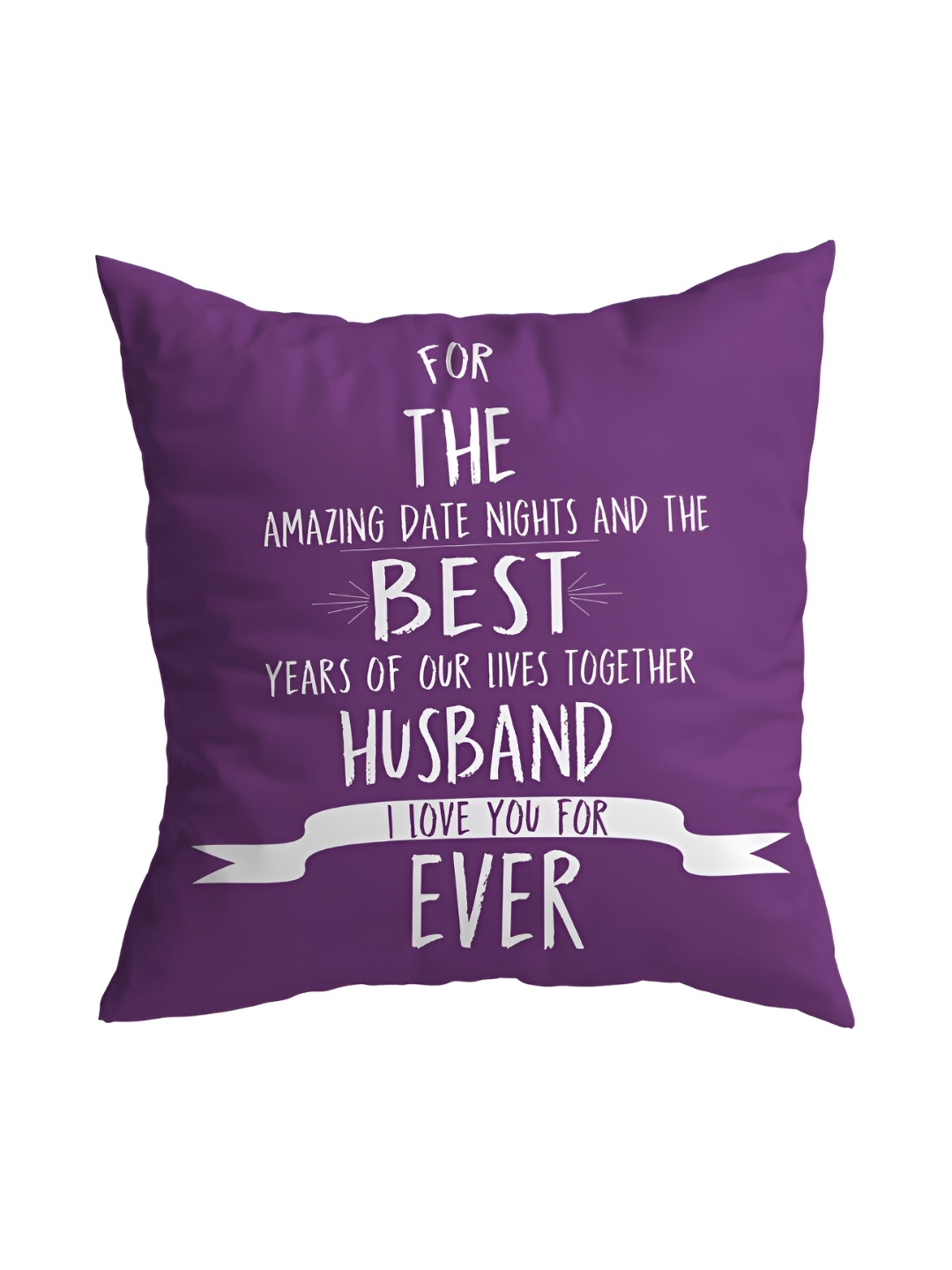

ARTBUG Purple & White The Best Husband Ever Printed Square Filled Cushion