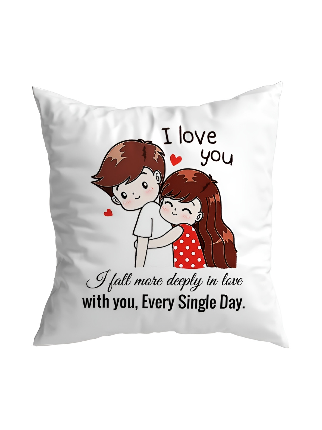 

ARTBUG White & Red Printed Square Fibre Filled Cushion