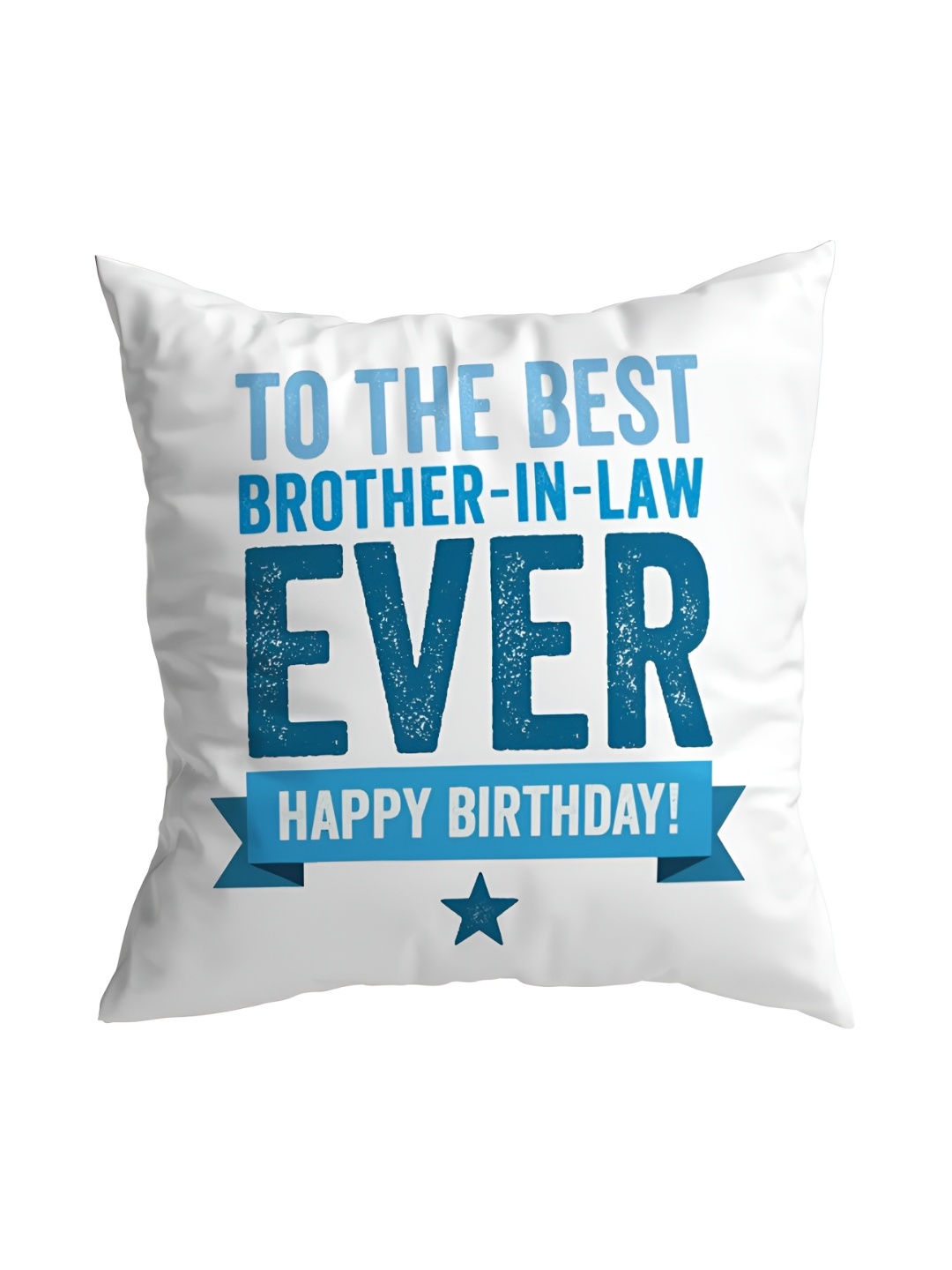 

ARTBUG White & Blue Printed Square Pre-Filled Cushion With Filler