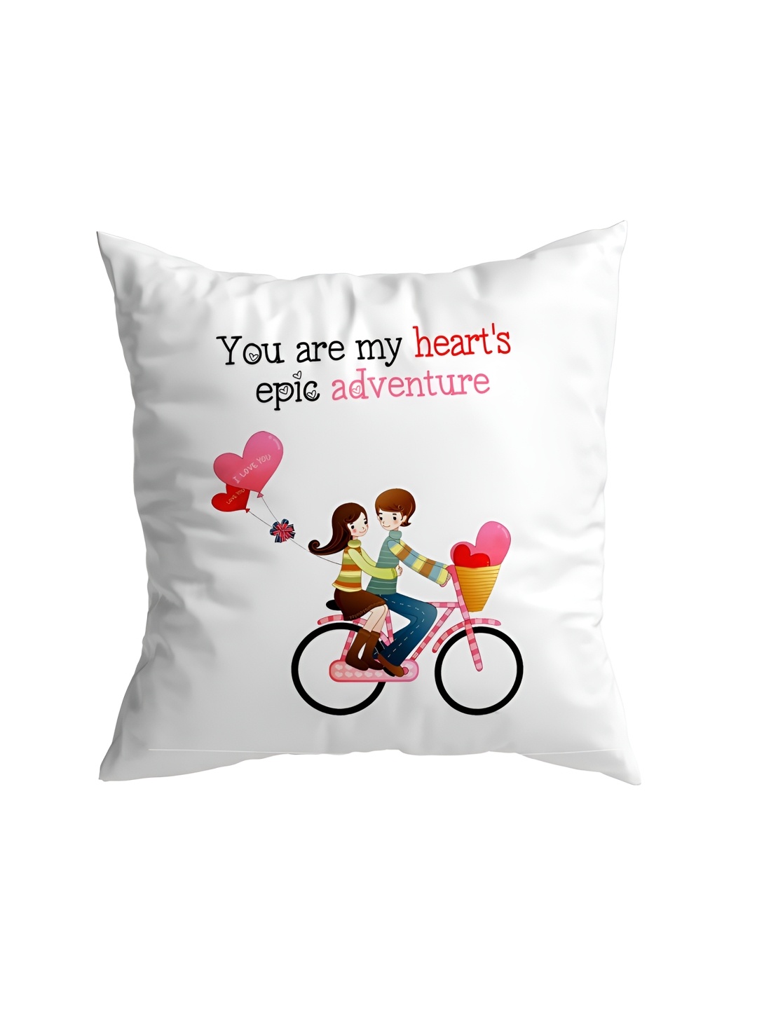 

ARTBUG White & Pink Printed Square Pre-Filled Cushion With Filler