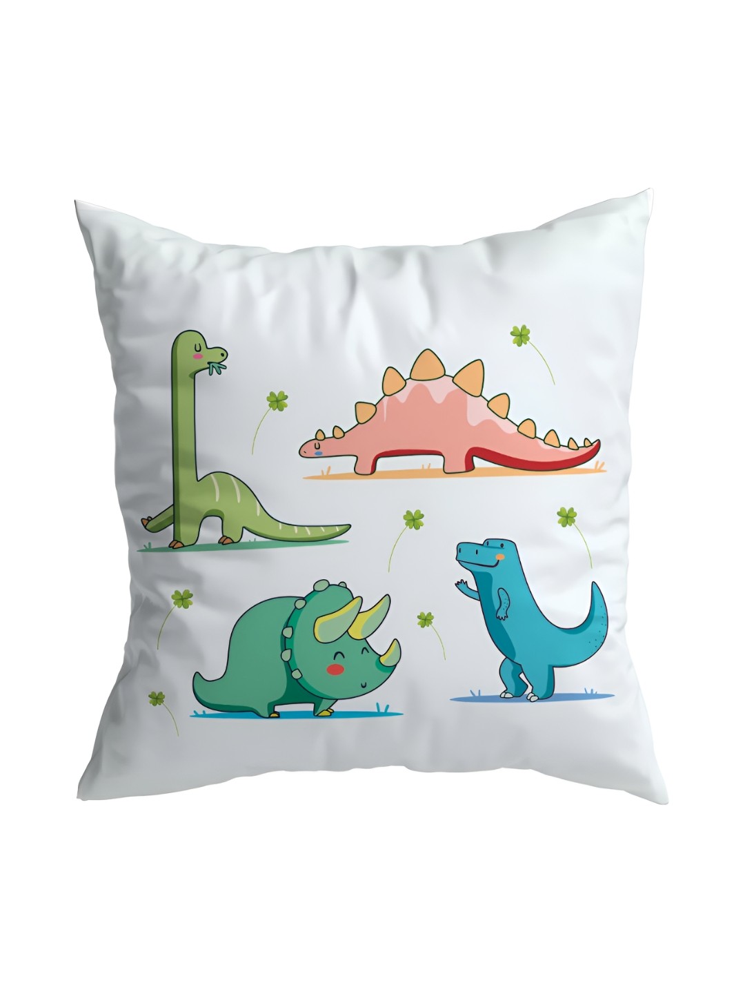 

ARTBUG White & Green Printed Square Pre-Filled Cushion With Filler