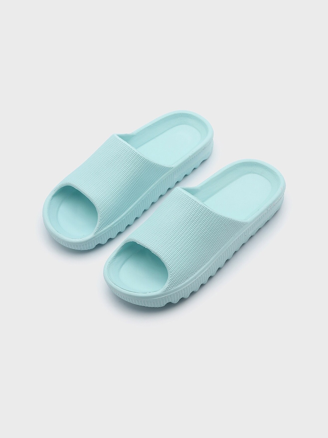 

Bewakoof Women Textured Sliders, Blue