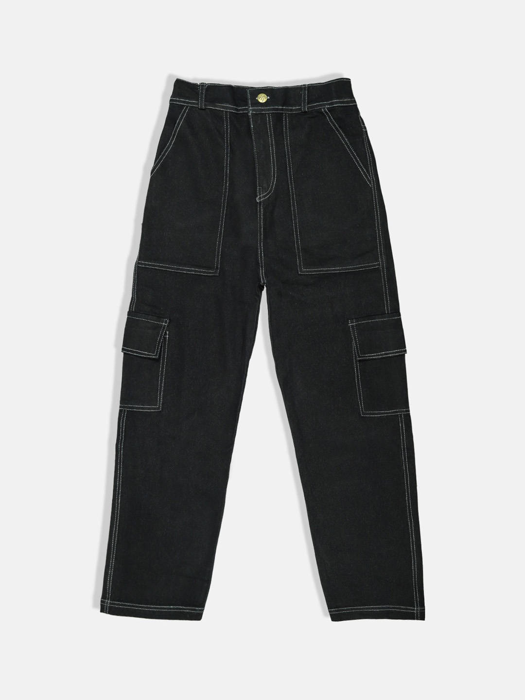 

MANZON Girls Straight Fit Cotton High-Rise Jeans, Black
