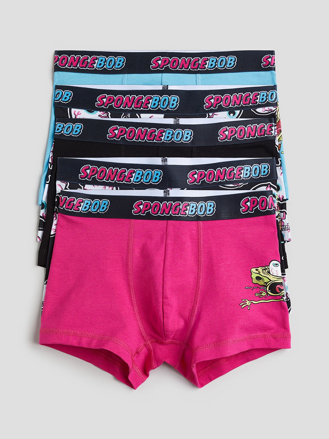 

H&M Boys 5-Pack Print-Motif Cotton Boxer Shorts, Pink