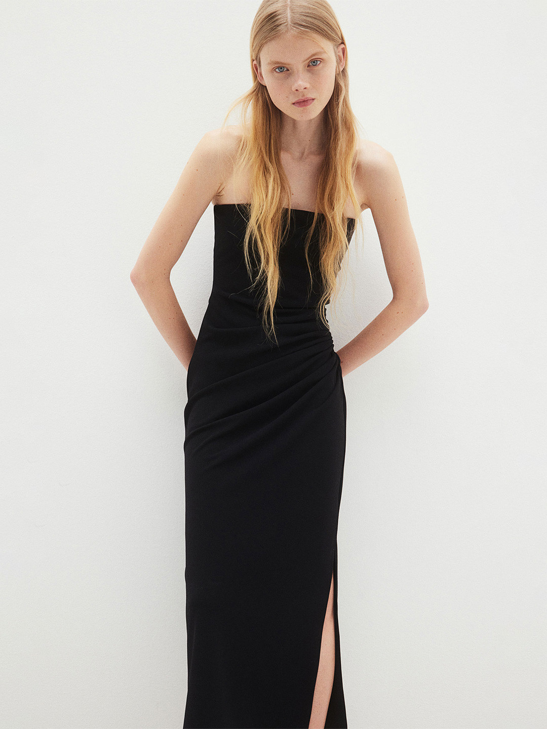 

H&M Draped Bandeau Dress, Black