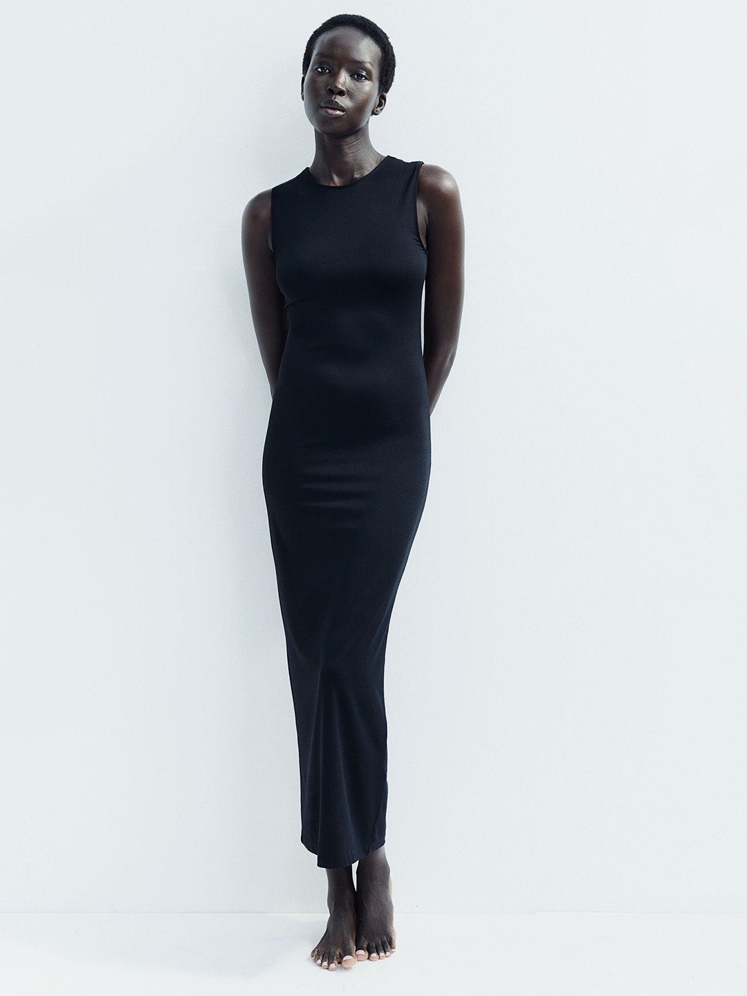 

H&M Microfibre Maxi Dress, Black