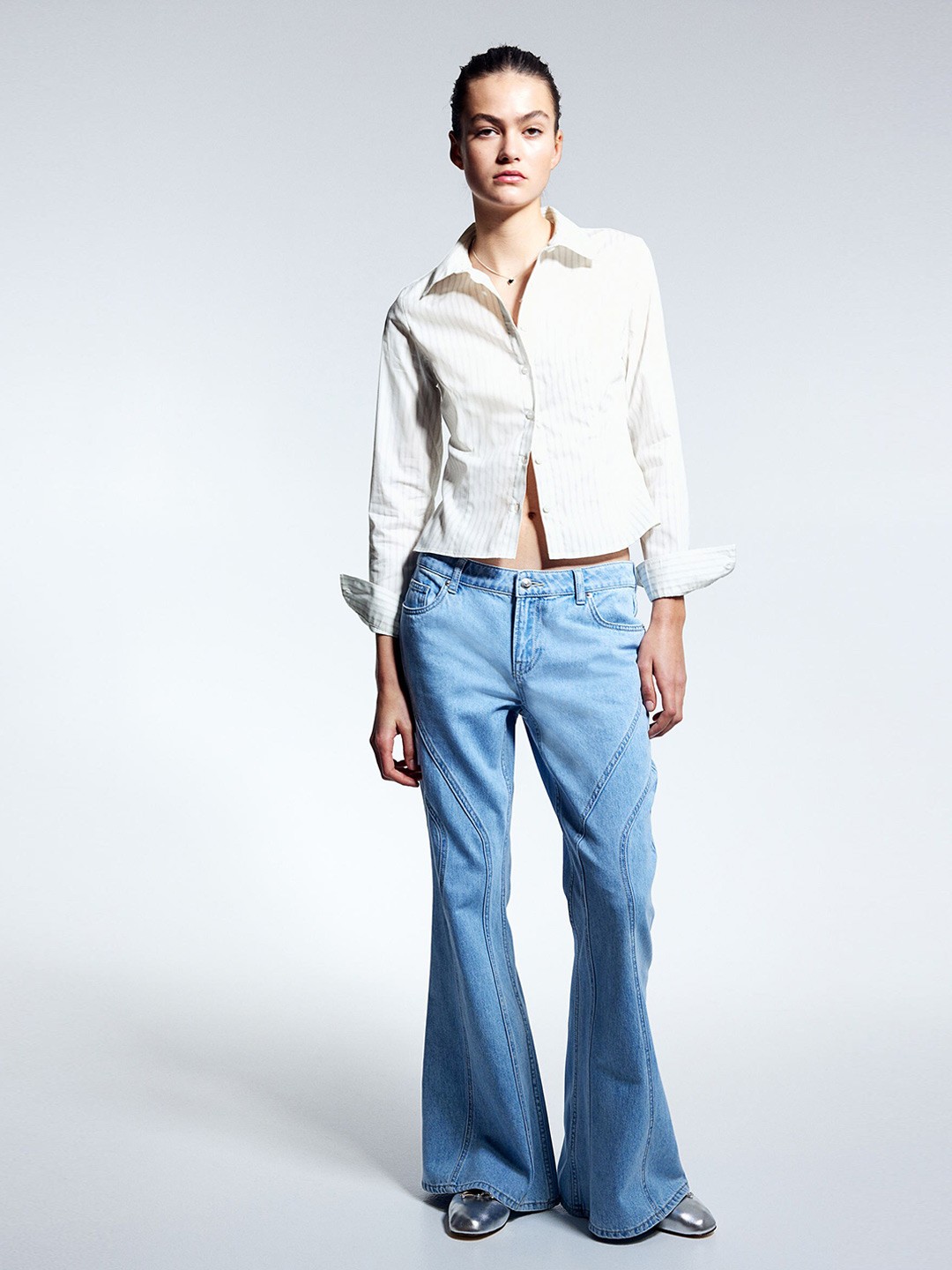 

H&M Pure Cotton Fitted Poplin Shirt, White