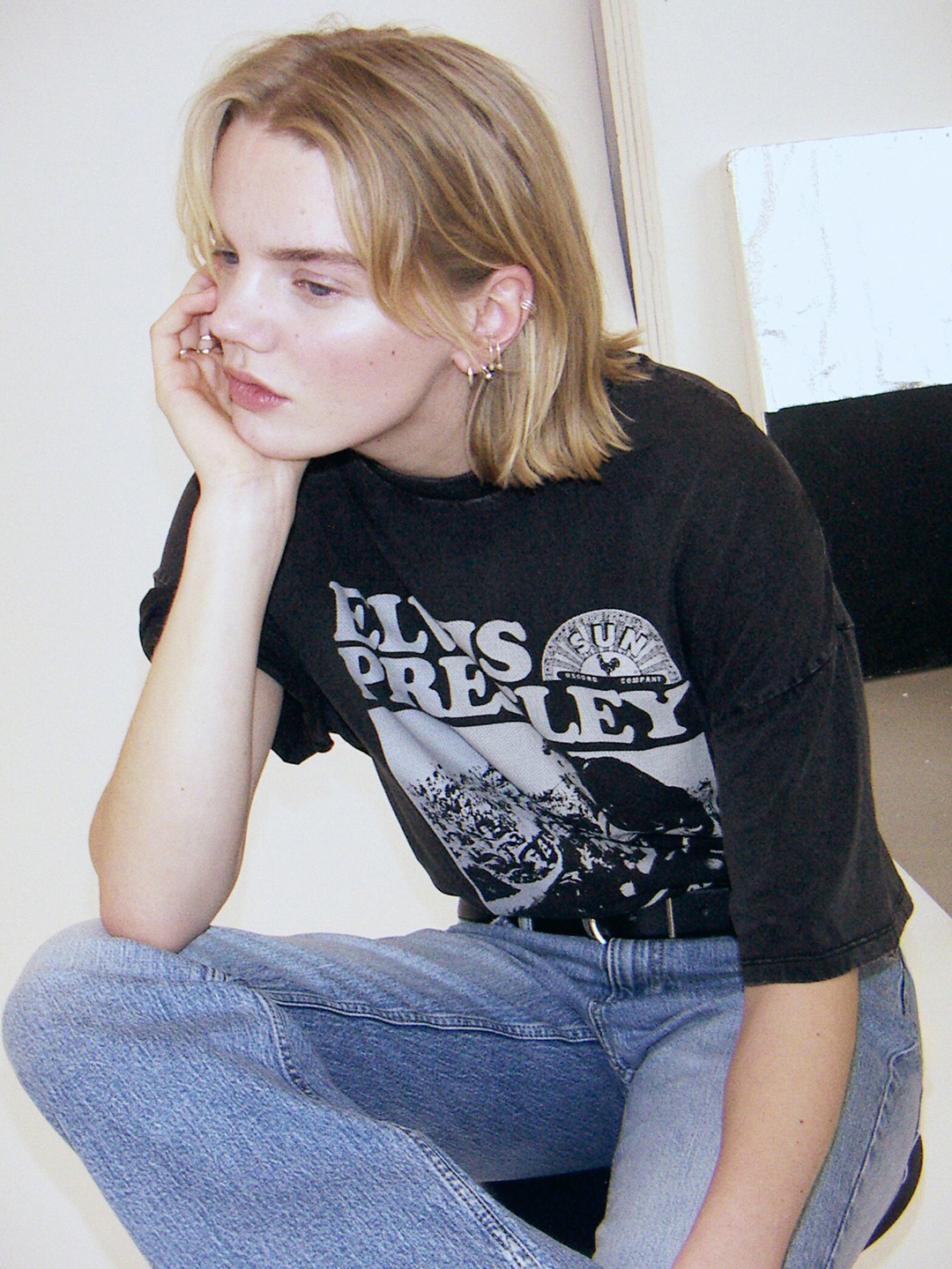 

H&M Pure Cotton Oversized Printed T-Shirt, Black