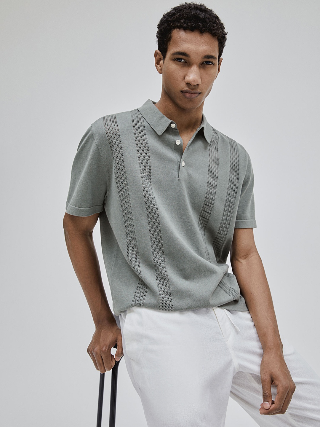 

H&M Pure Cotton Regular Fit Pima Cotton Polo Shirt, Green