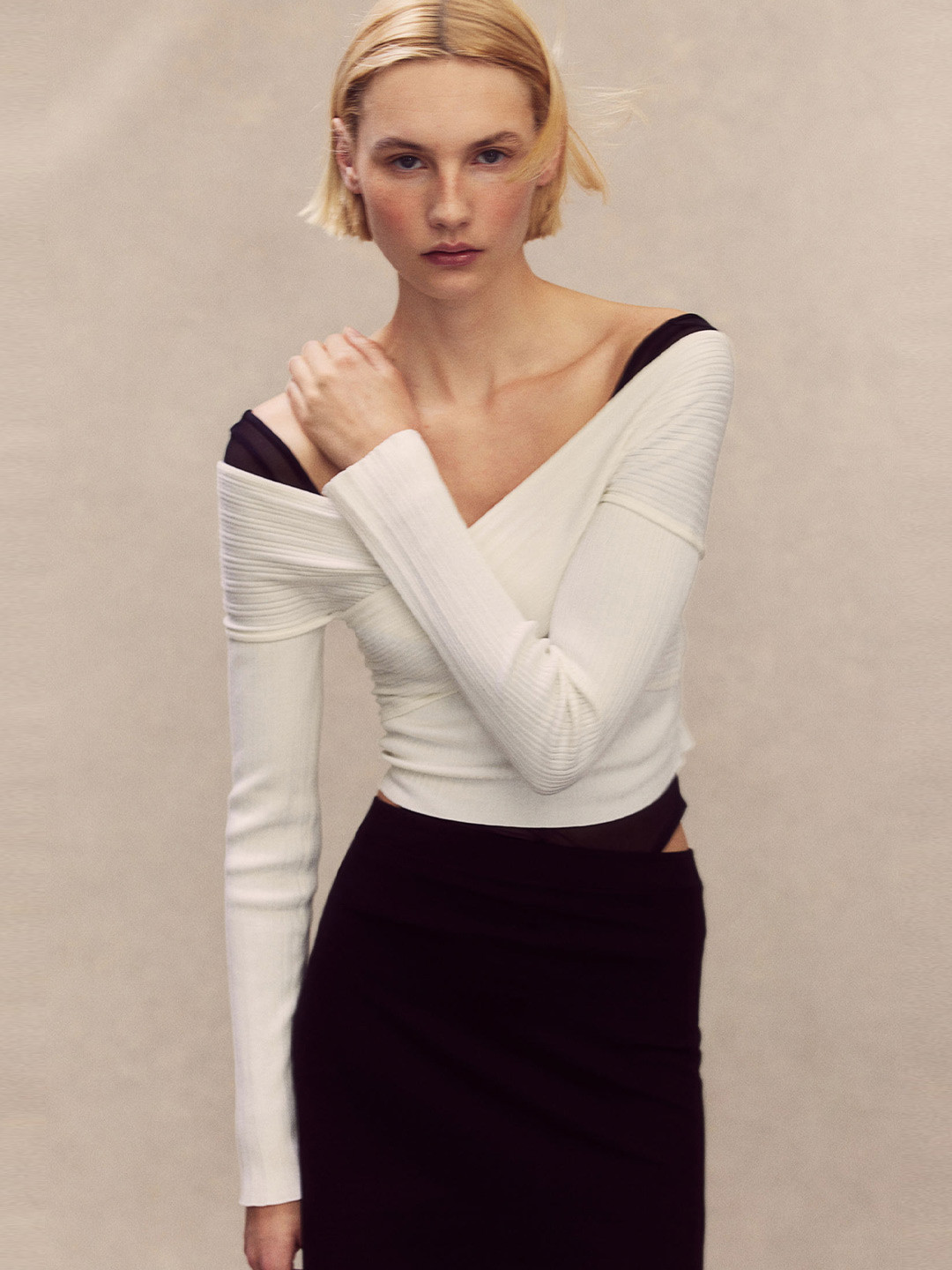 

H&M Rib-Knit Off-The-Shoulder Top, White