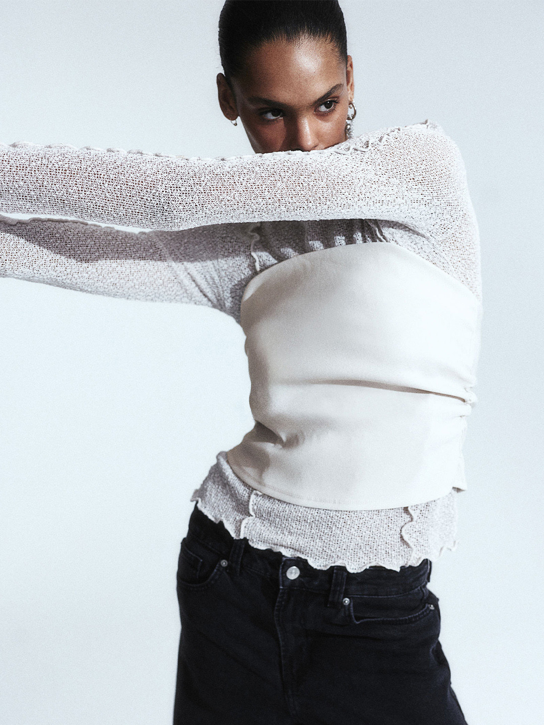 

H&M Tube Crop Top, Beige