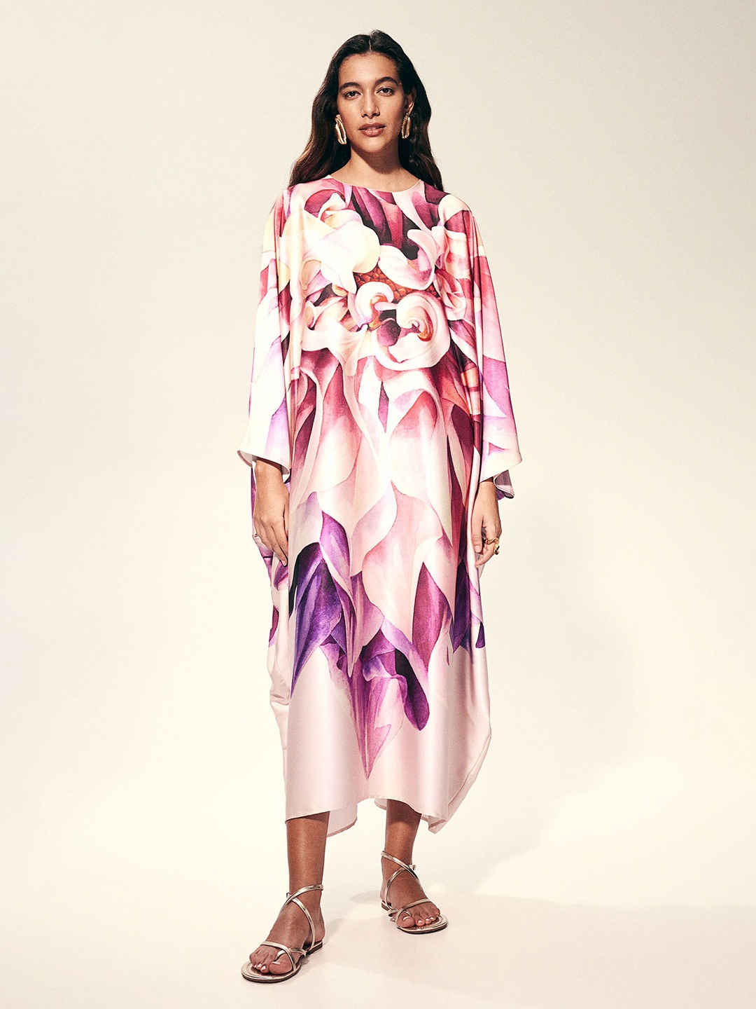 

H&M Satin Kaftan Dress, Pink