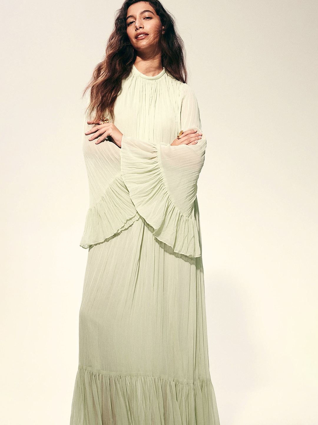 

H&M Pleated Kaftan Dress, Green