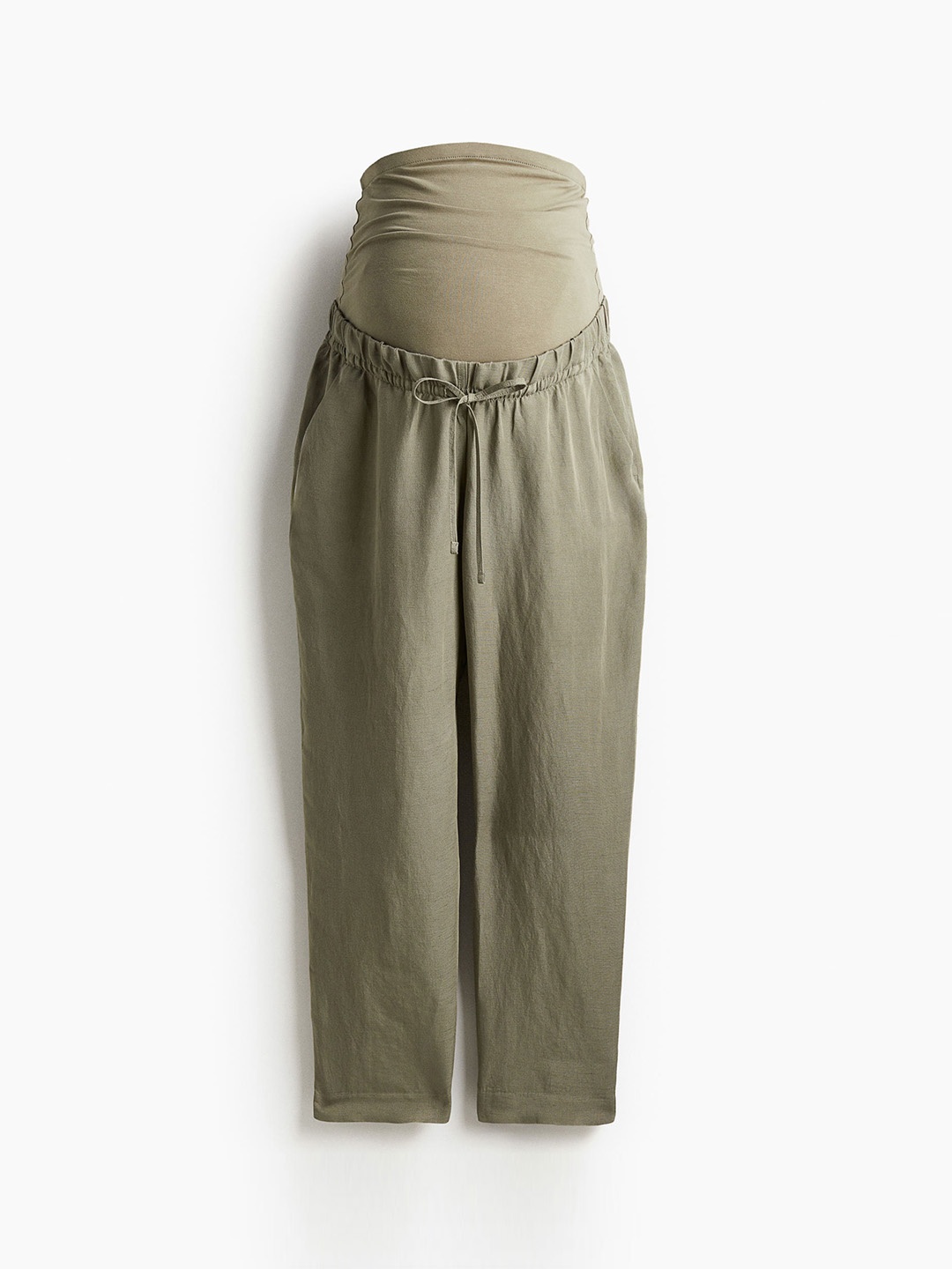 

H&M Women MAMA Linen-Blend Trousers, Green