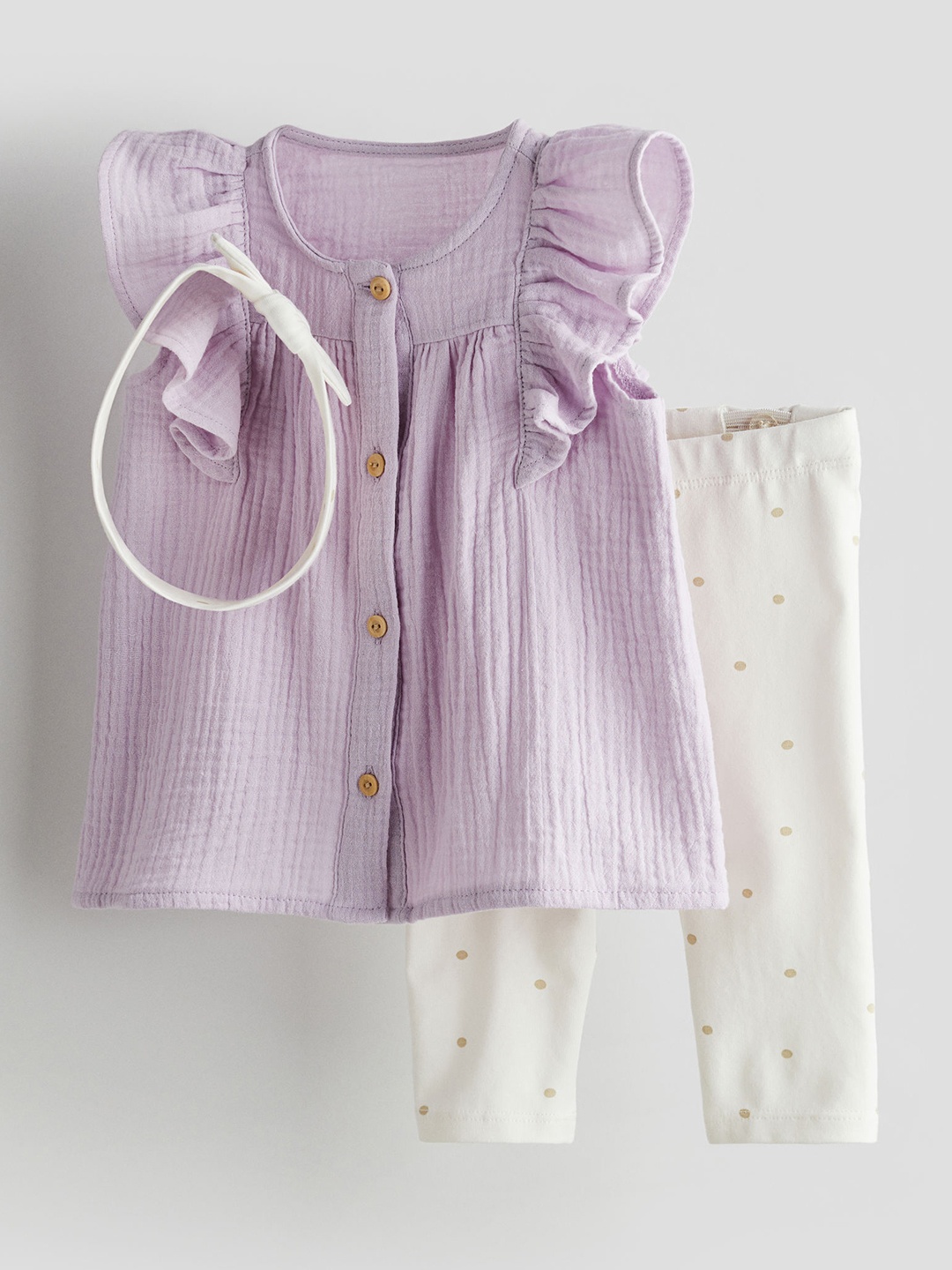

H&M Girls 3-Piece Cotton Set, Purple