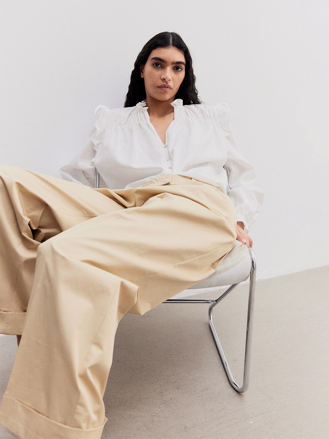 

H&M Linen-Blend Blouse, White