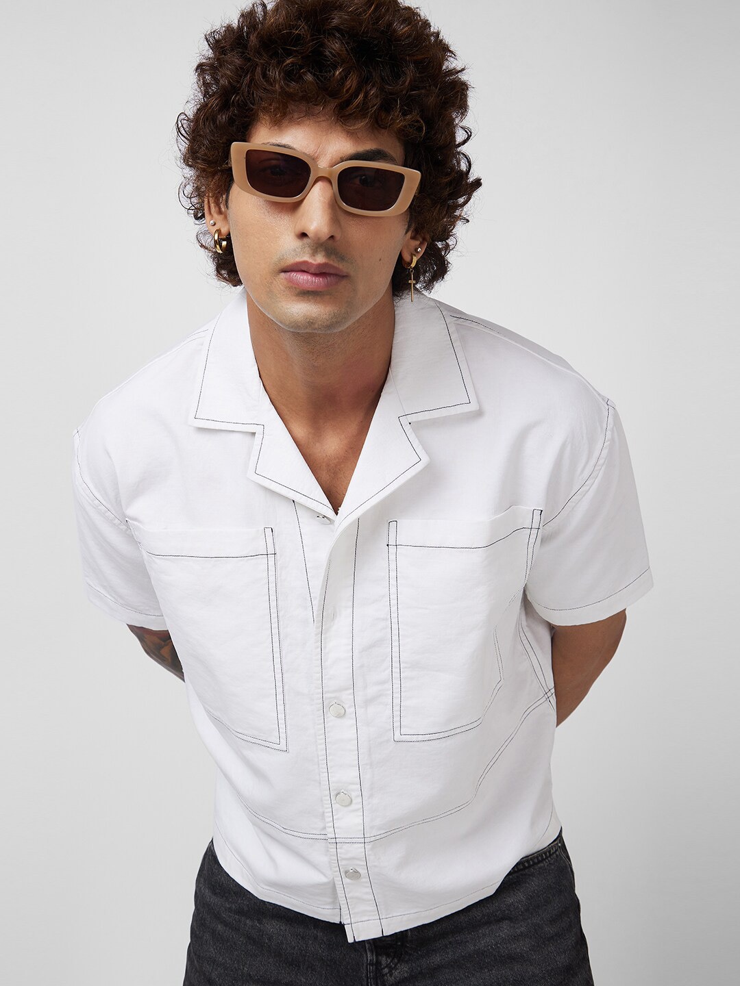 

VASTRADO Classic Short Sleeves Cotton Opaque Casual Shirt, White