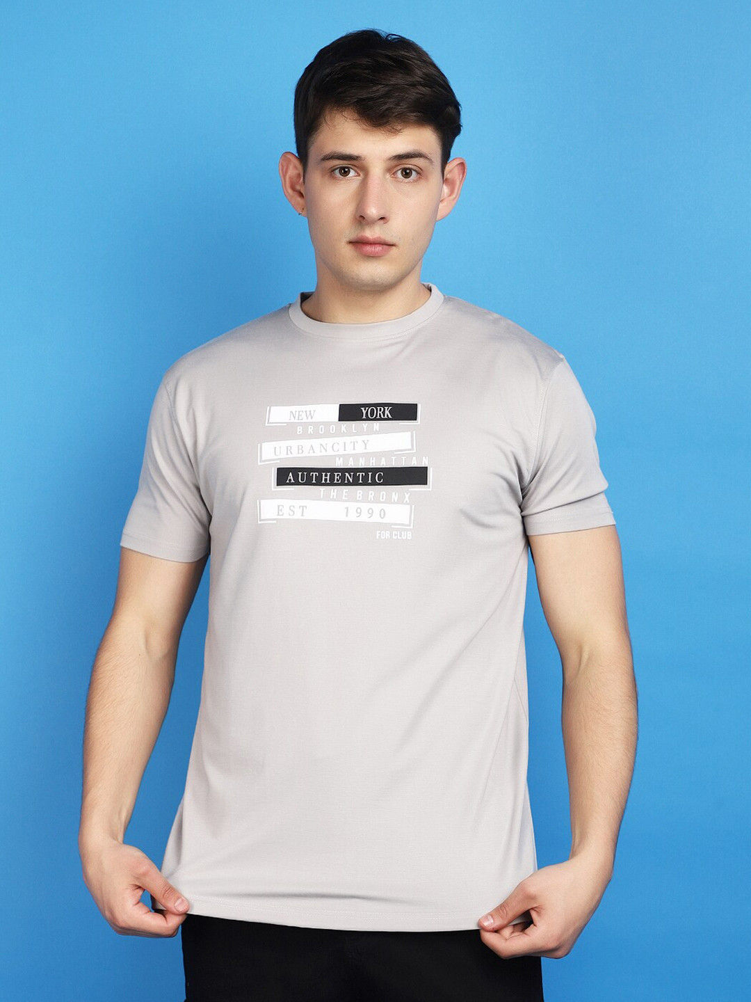 

V-Mart Round Neck Printed Cotton T-shirt, Grey