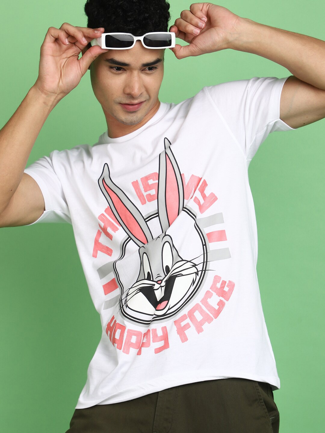 

V-Mart Round Neck Short Sleeves Graphic Printed Cotton Regular Fit T-shirt, White