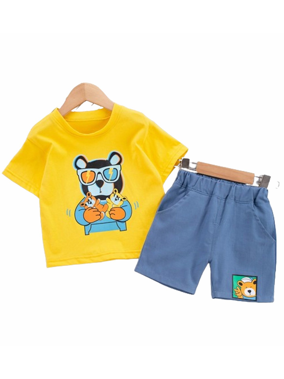 

BAESD Boys Printed Pure Cotton T-shirt With Shorts, Yellow
