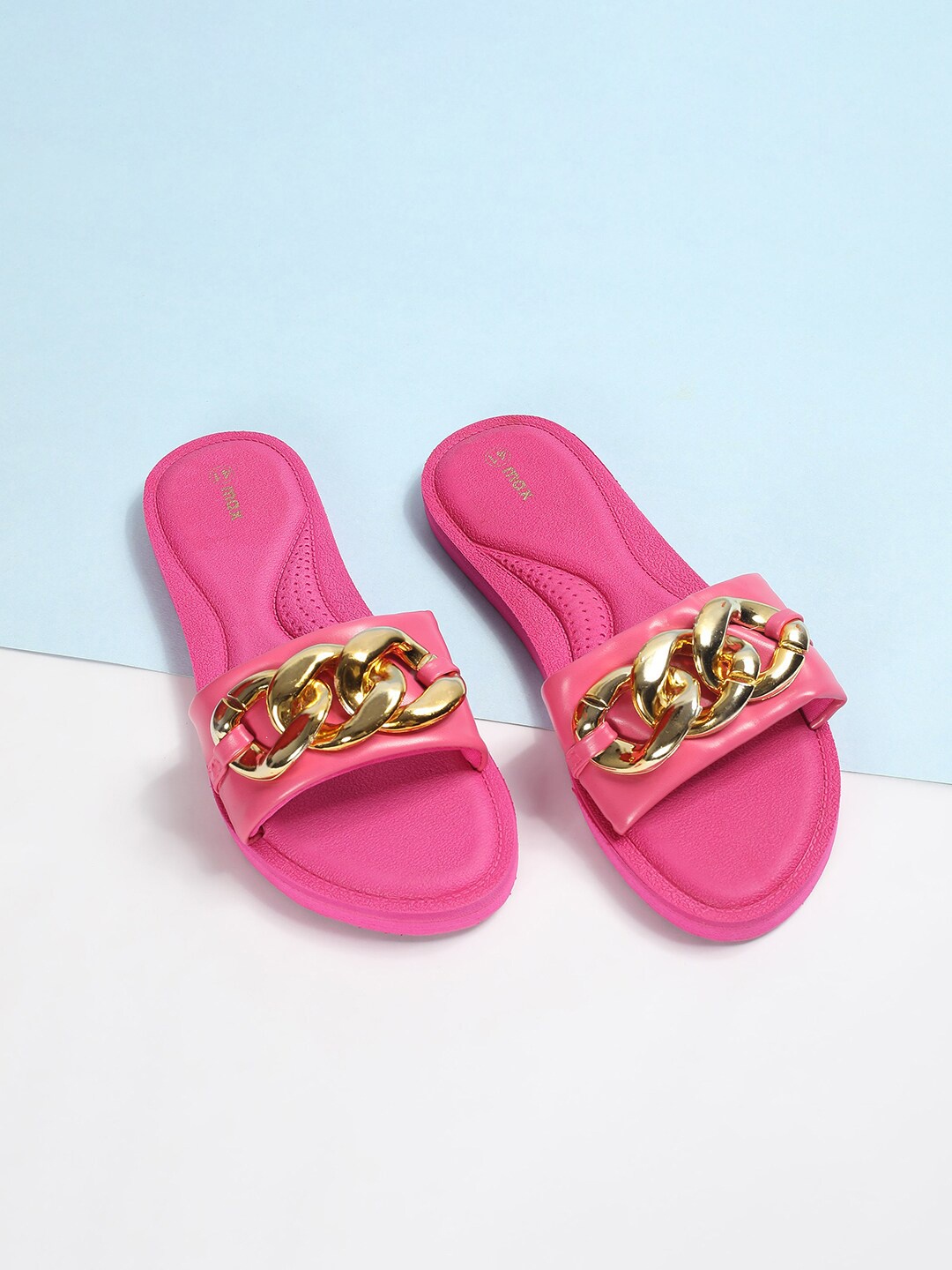

max Embellished Open Toe Flats, Fuchsia