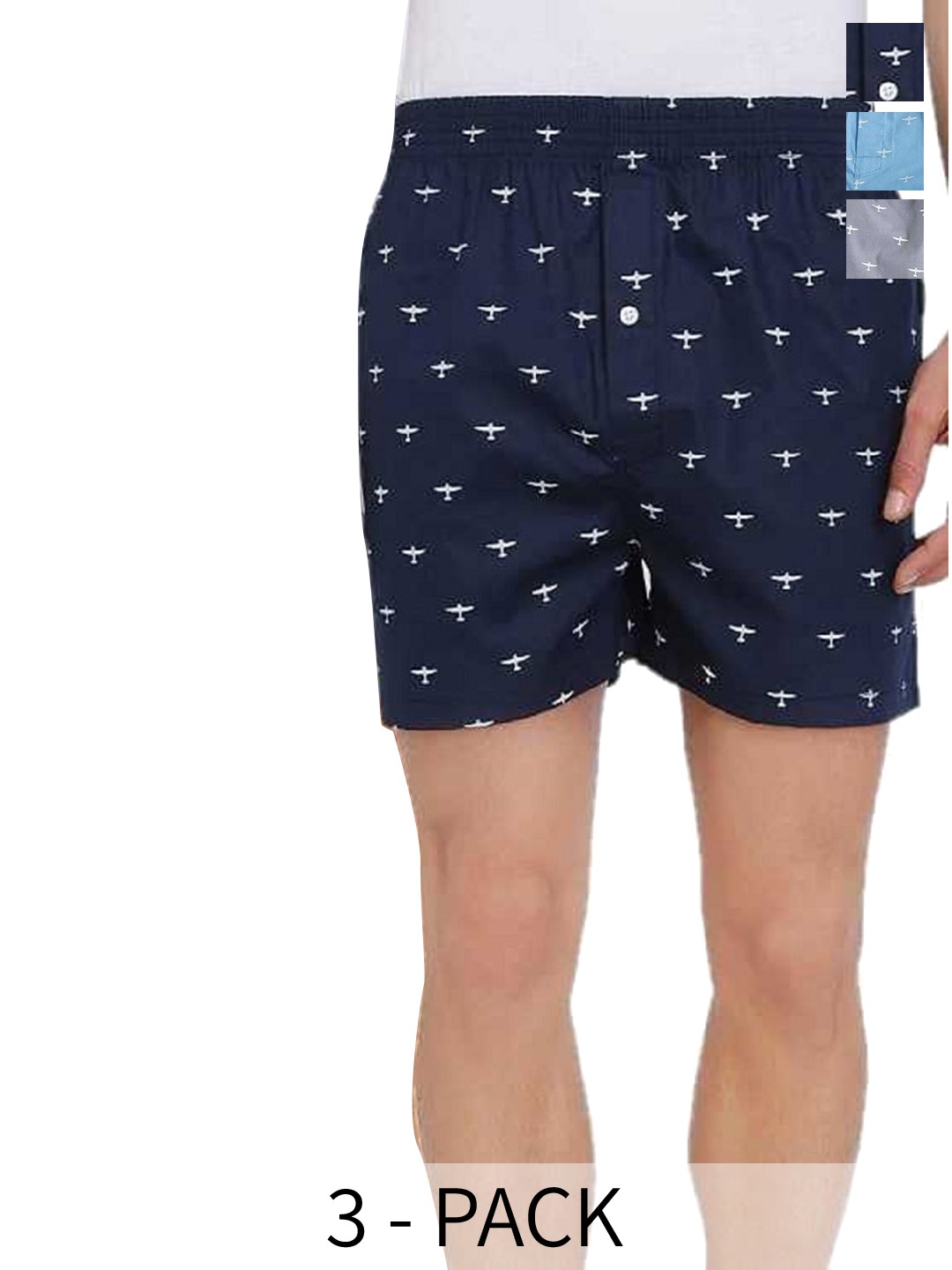 

BAESD Pack Of 3 Printed Boxers BO.Plen.S, Blue