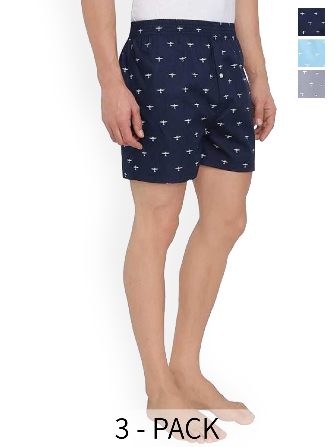 

BAESD Pack Of 3 Printed Boxers BO.Plen-S, Blue