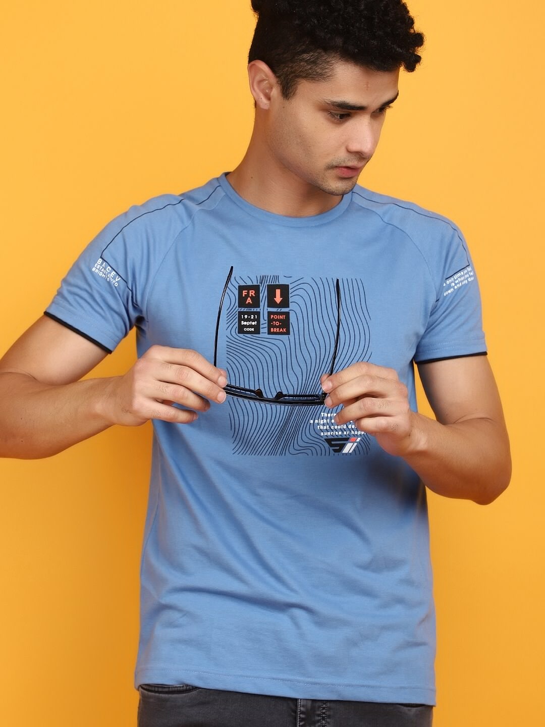 

V-Mart Round Neck Cotton Slim Fit T-shirt, Blue