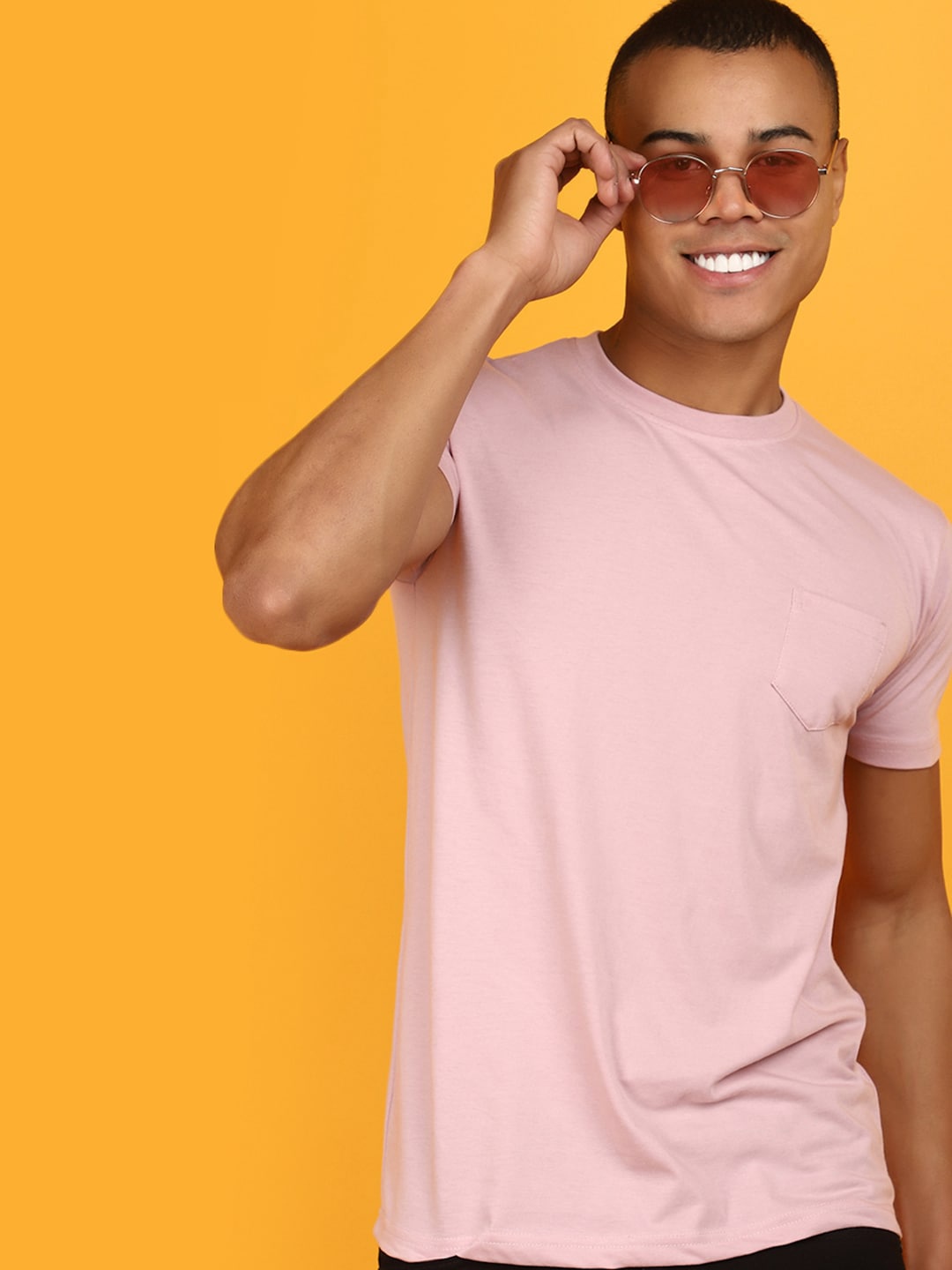 

V-Mart Round Neck Short Sleeves Cotton Slim Fit T-shirt, Pink