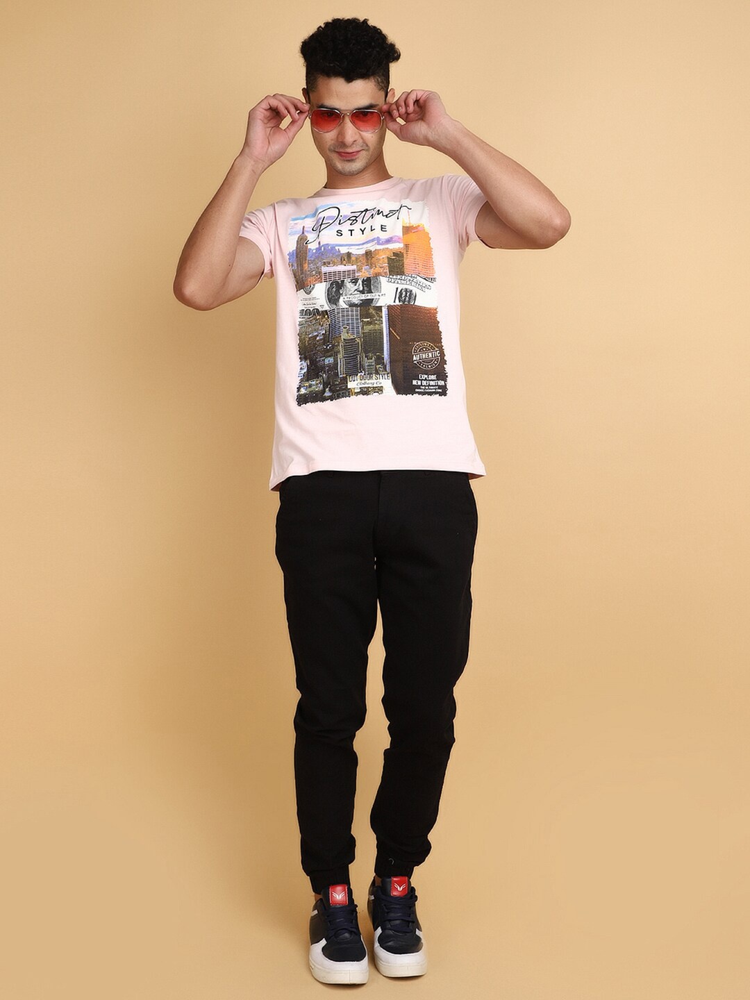 

V-Mart Round Neck Printed Cotton Slim Fit T-shirt, Pink
