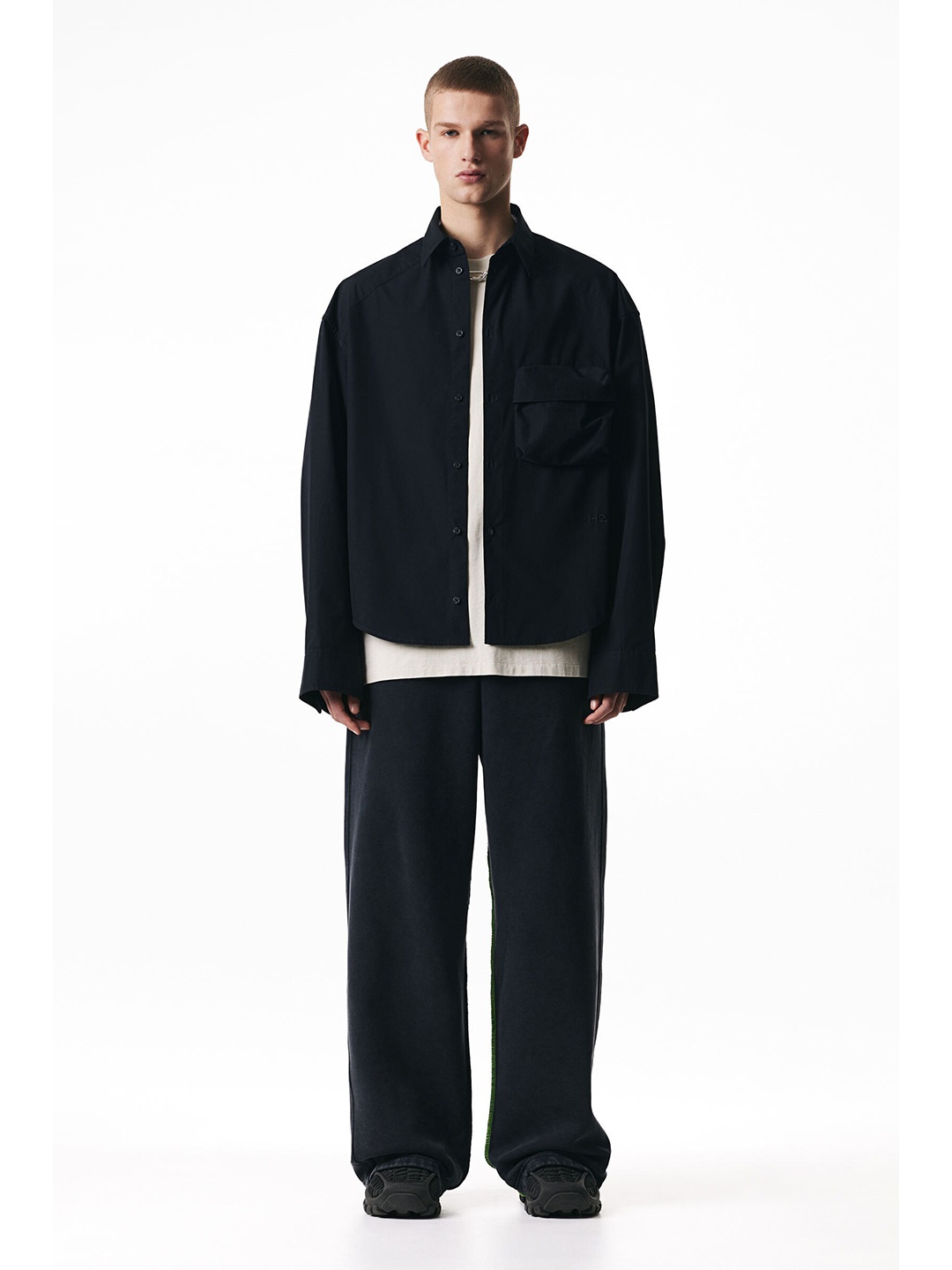 

H&M Pure Cotton Boxy Shirt, Black