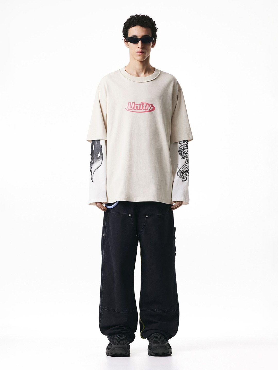 

H&M Pure Cotton Double-Layered T-shirt, Beige