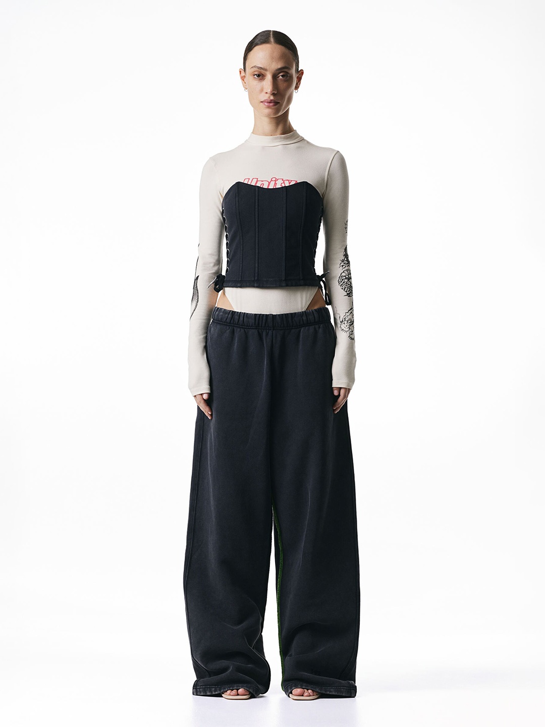 

H&M Pure Cotton Lacing-Detail Corset Top, Black