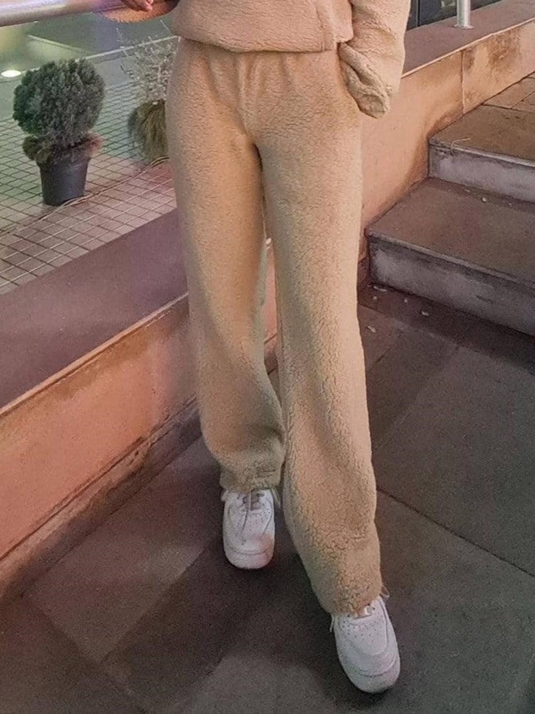 

BURGER BAE Women Pure Cotton Track Pant, Beige