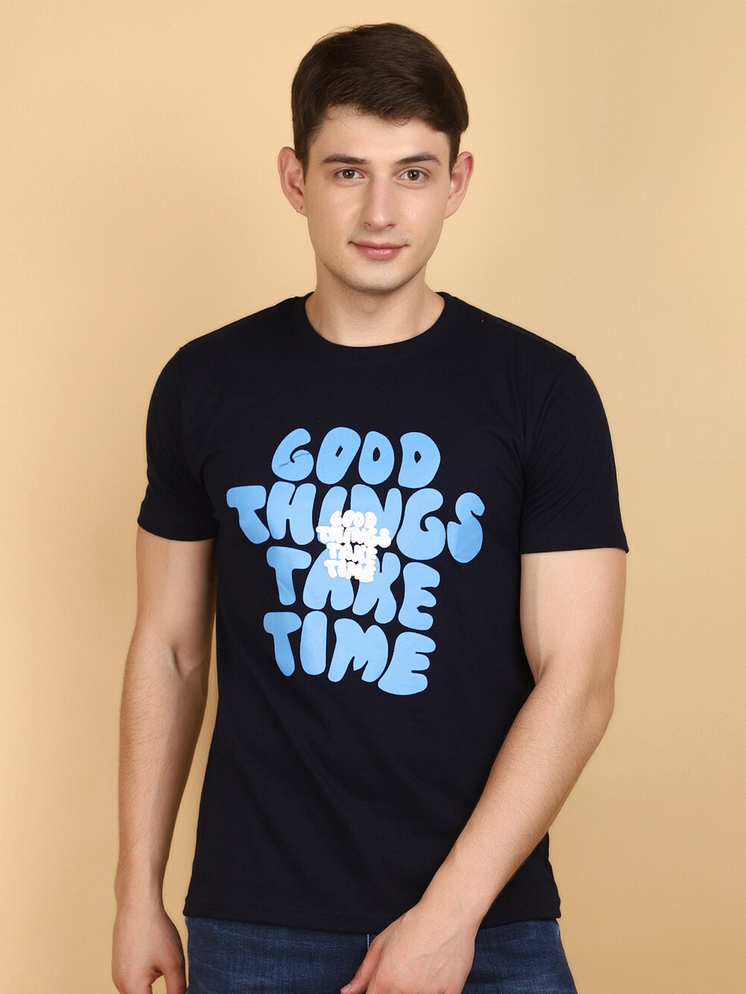 

V-Mart Typography Printed Round Neck T-shirt, Blue
