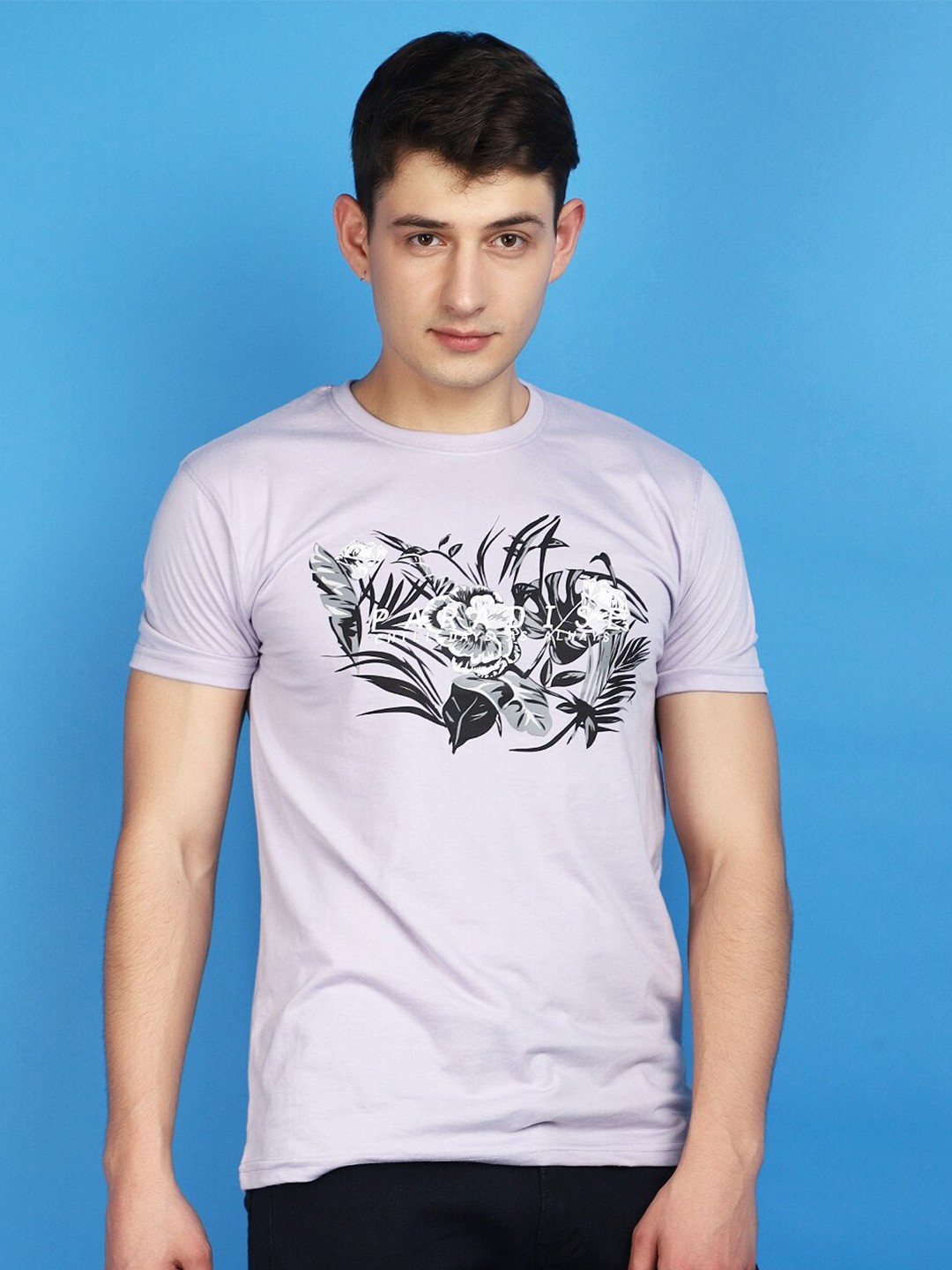 

V-Mart Printed Short Sleeves Round Neck Cotton T-shirt, Mauve