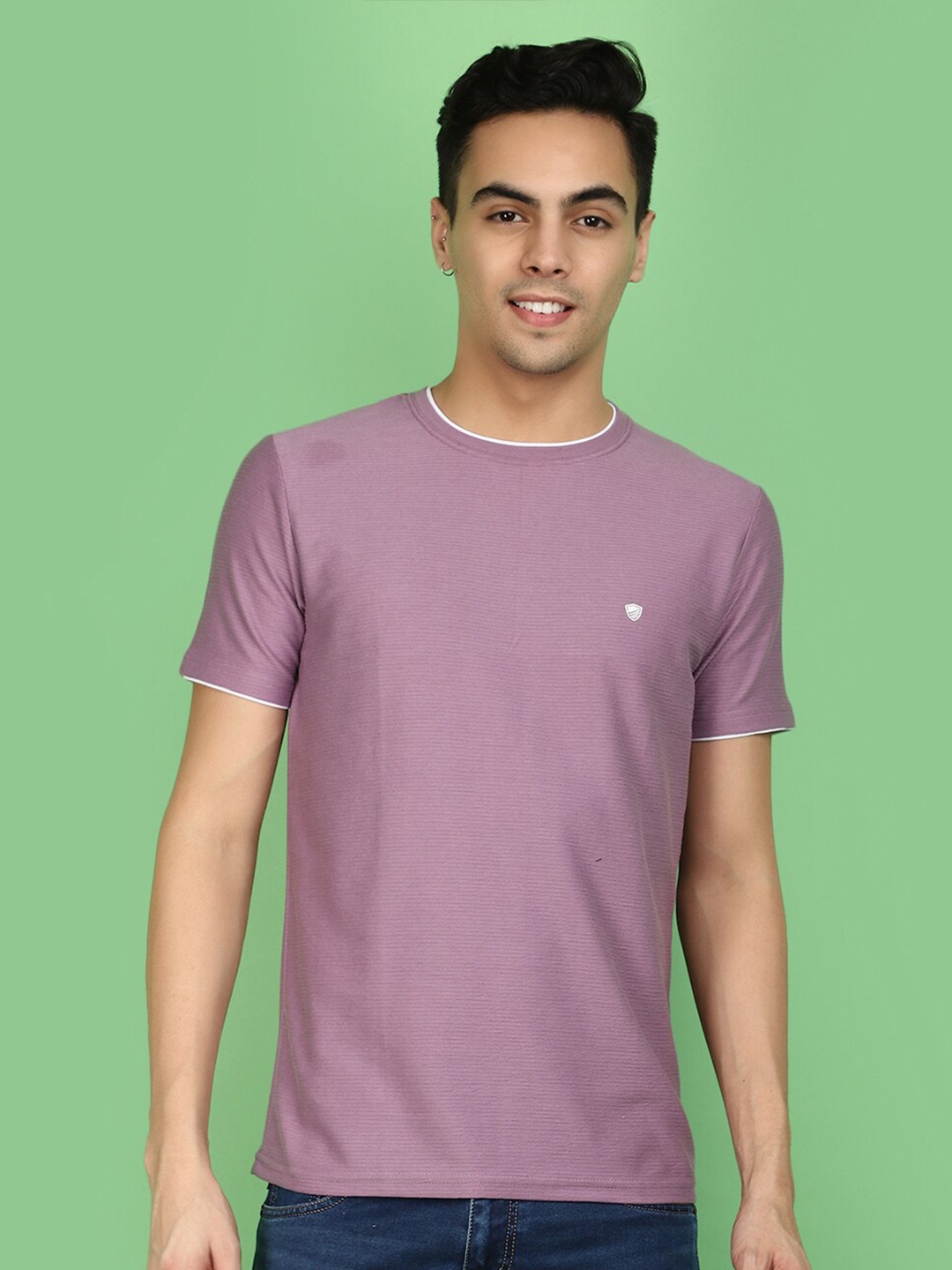 

V-Mart Round Neck Cotton Slim Fit T-shirt, Mauve