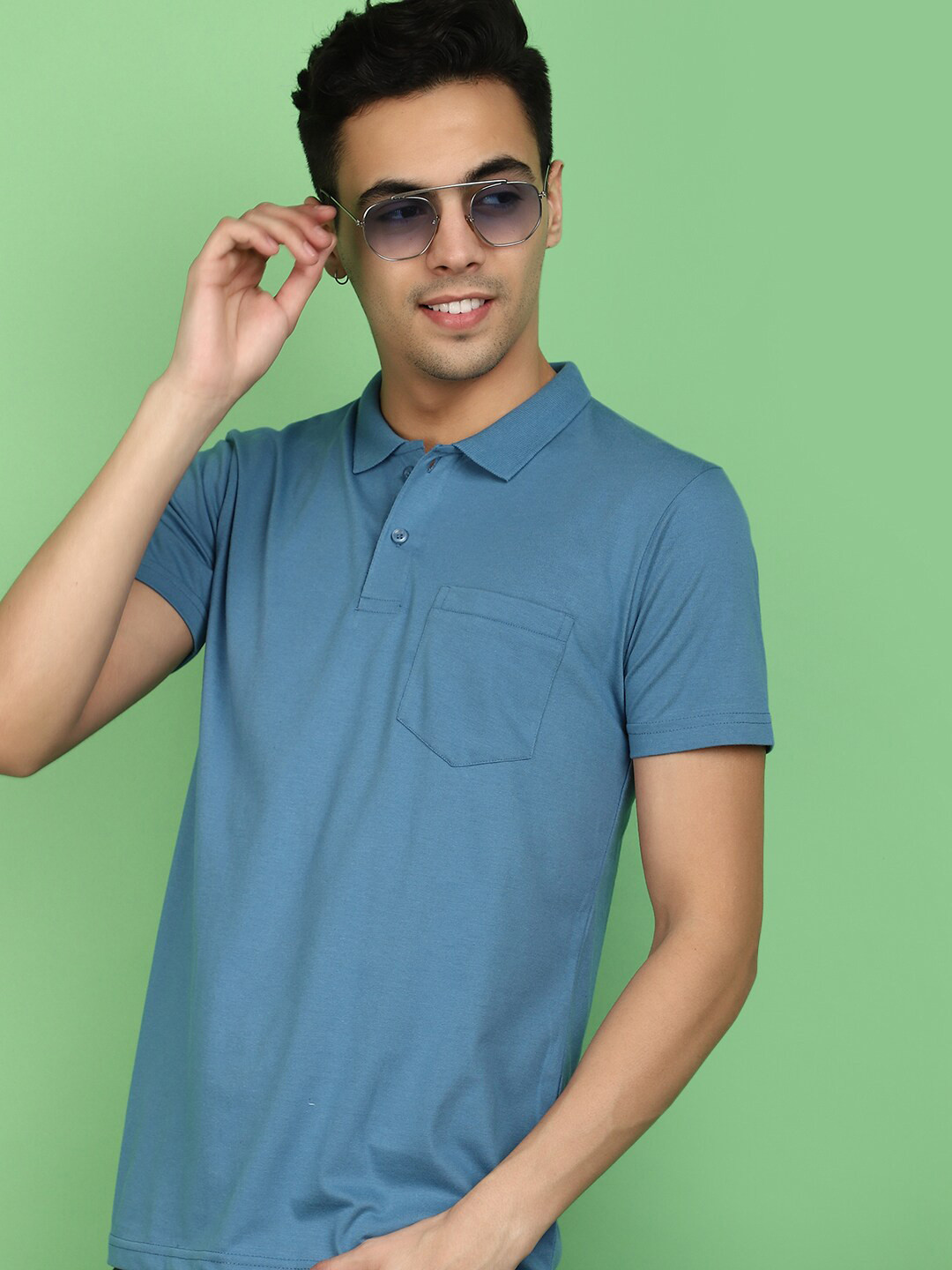 

V-Mart Polo Collar Pocket Slim Fit T-shirt, Blue