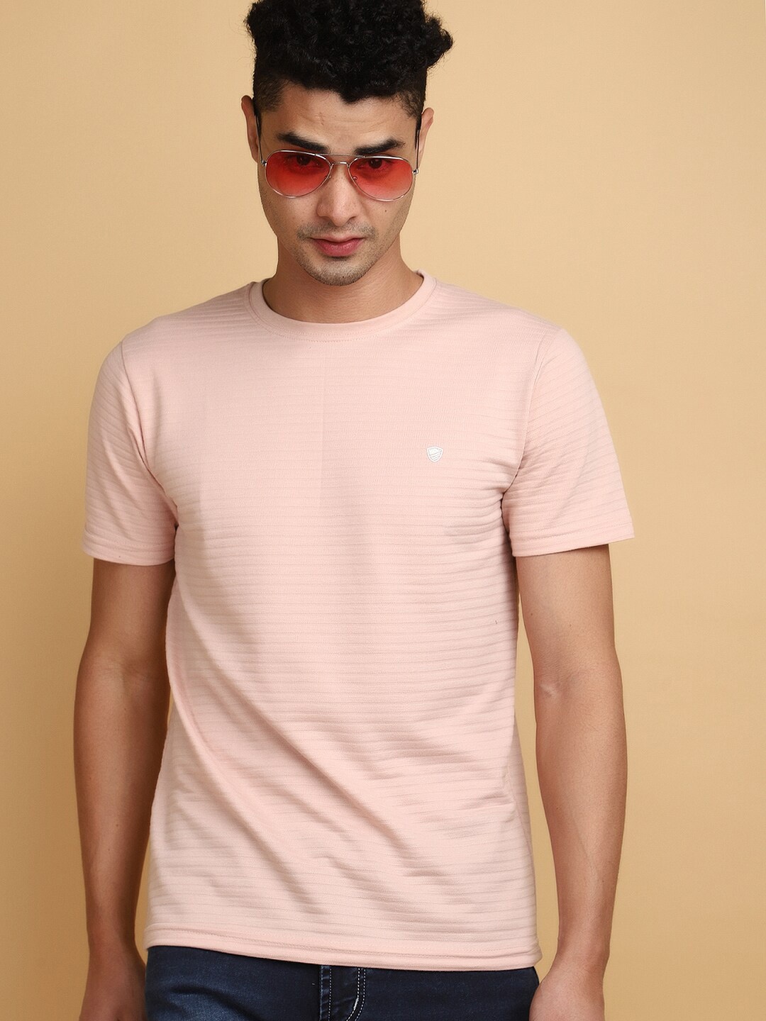 

V-Mart Short Sleeves Round Neck Cotton Slim Fit T-shirt, Pink