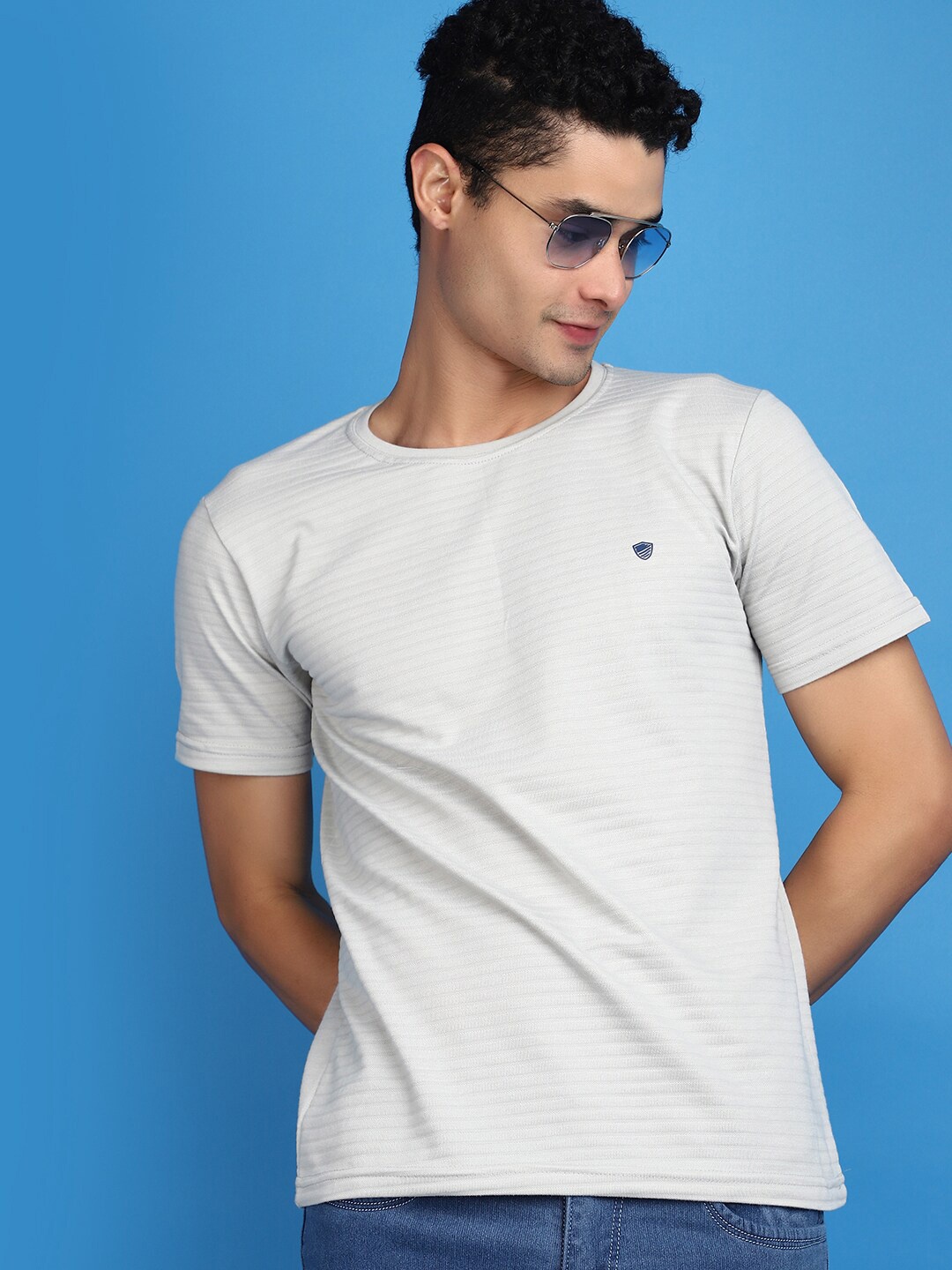 

V-Mart Round Neck Short Sleeves Cotton Slim Fit T-shirt, Grey