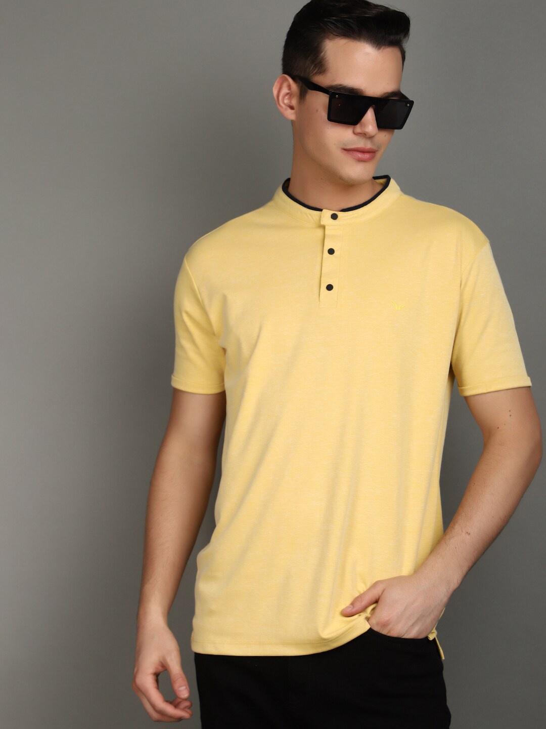 

V-Mart Henley Neck Short Sleeves Regular Fit T-shirt, Gold