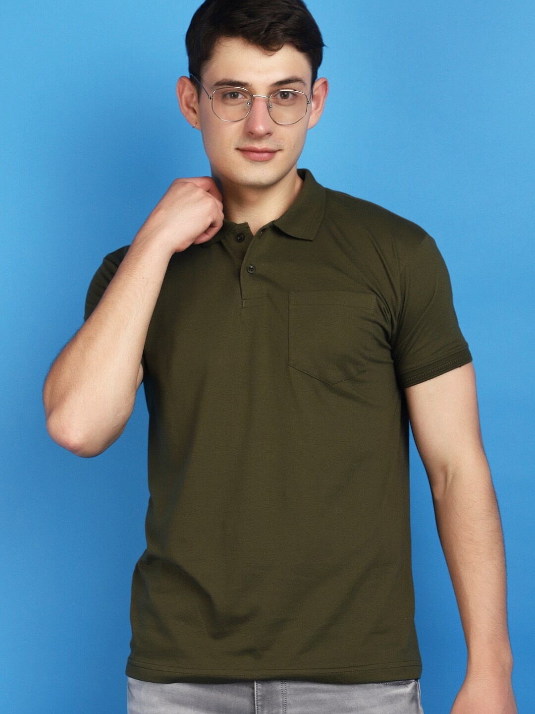 

V-Mart Polo Collar Short Sleeves Cotton Regular Fit T-shirt, Green