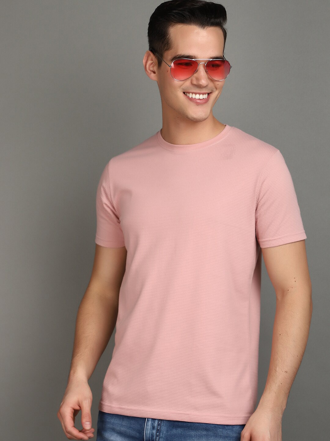 

V-Mart Round Neck Short Sleeves Slim Fit Cotton T-shirt, Pink