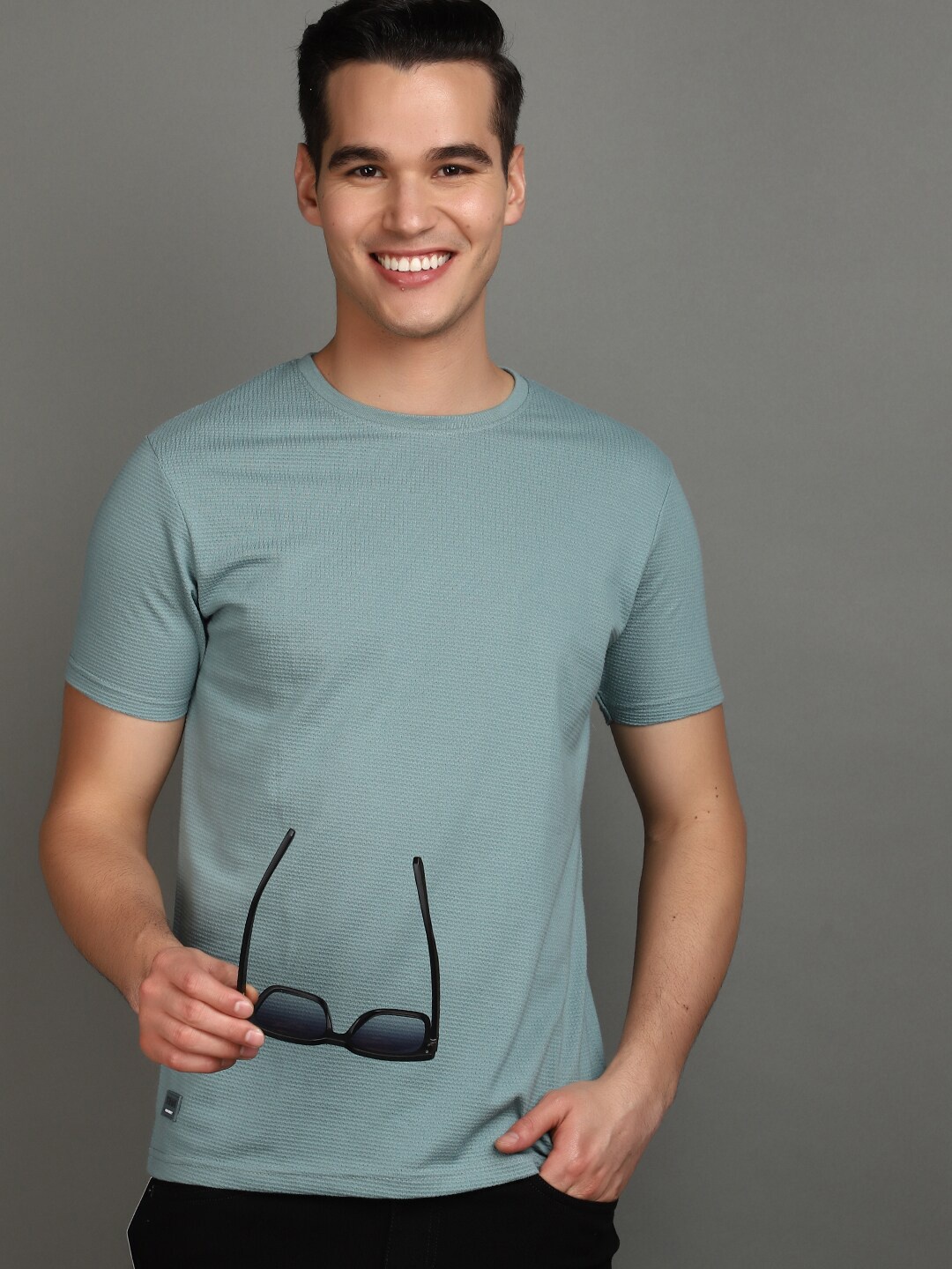 

V-Mart Round Neck Short Sleeves Slim Fit Cotton T-shirt, Green