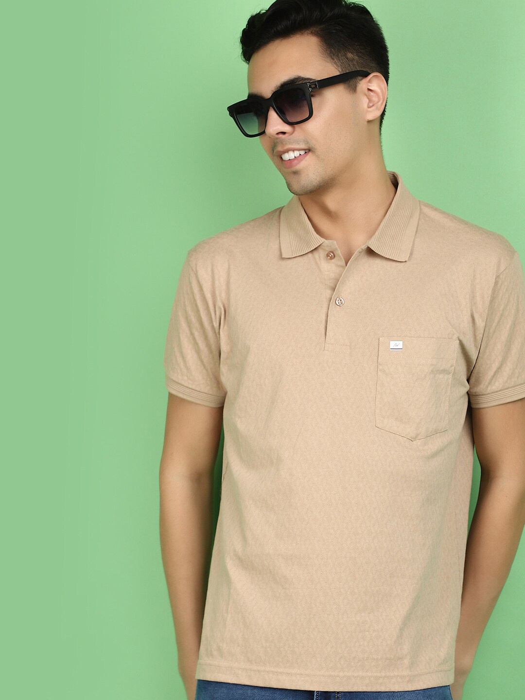 

V-Mart Polo Collar Short Sleeves Pockets Cotton T-shirt, Khaki