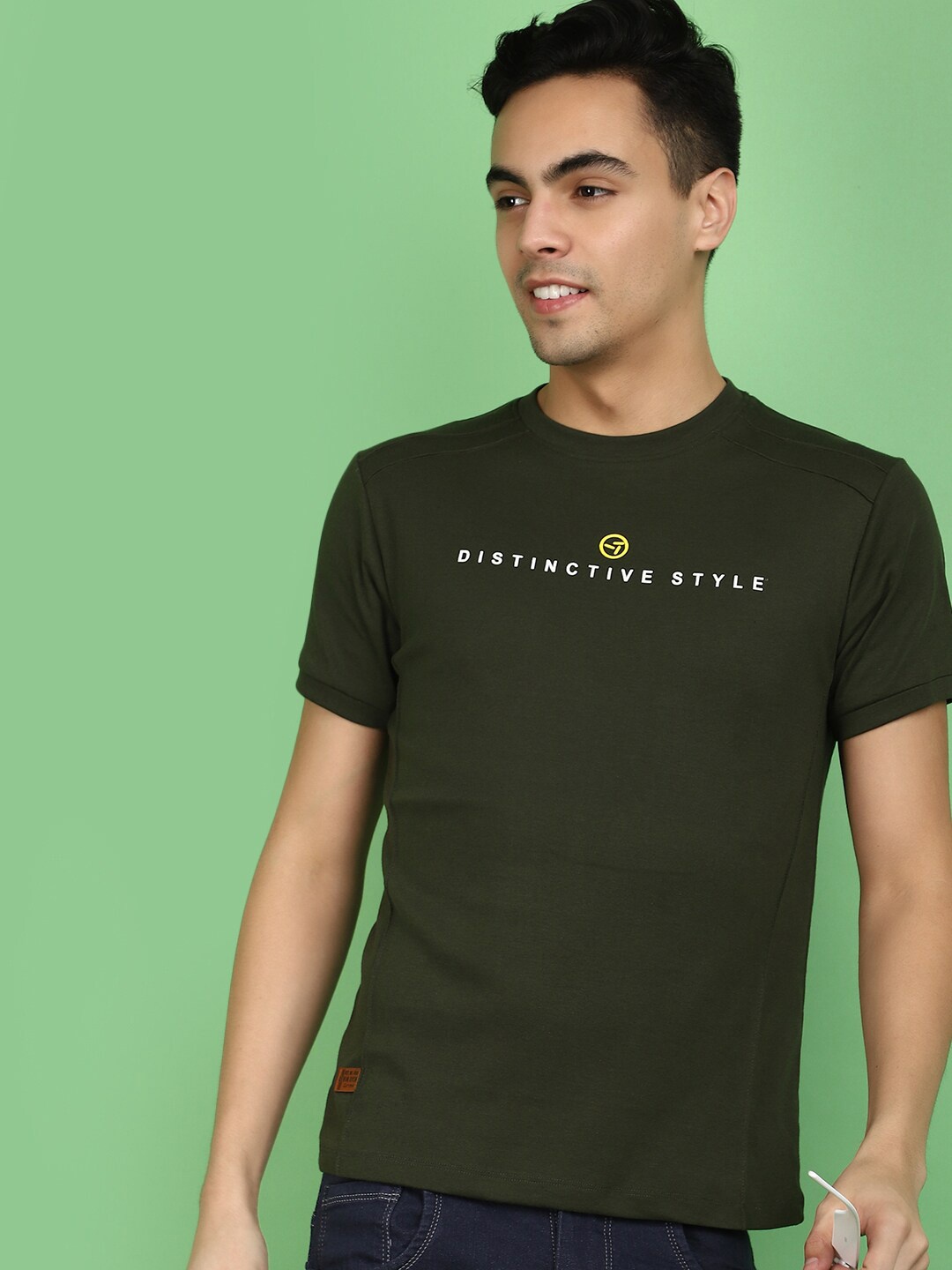 

V-Mart Typography Printed Round Neck T-shirt, Green